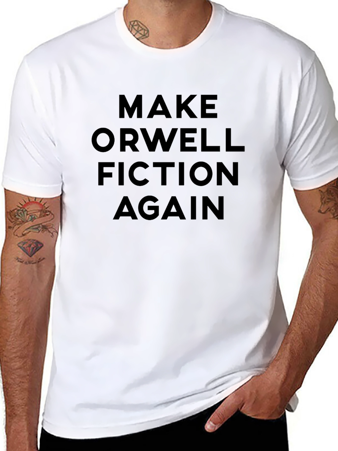 Make Orwell Fiction Again Black T-Shirt
