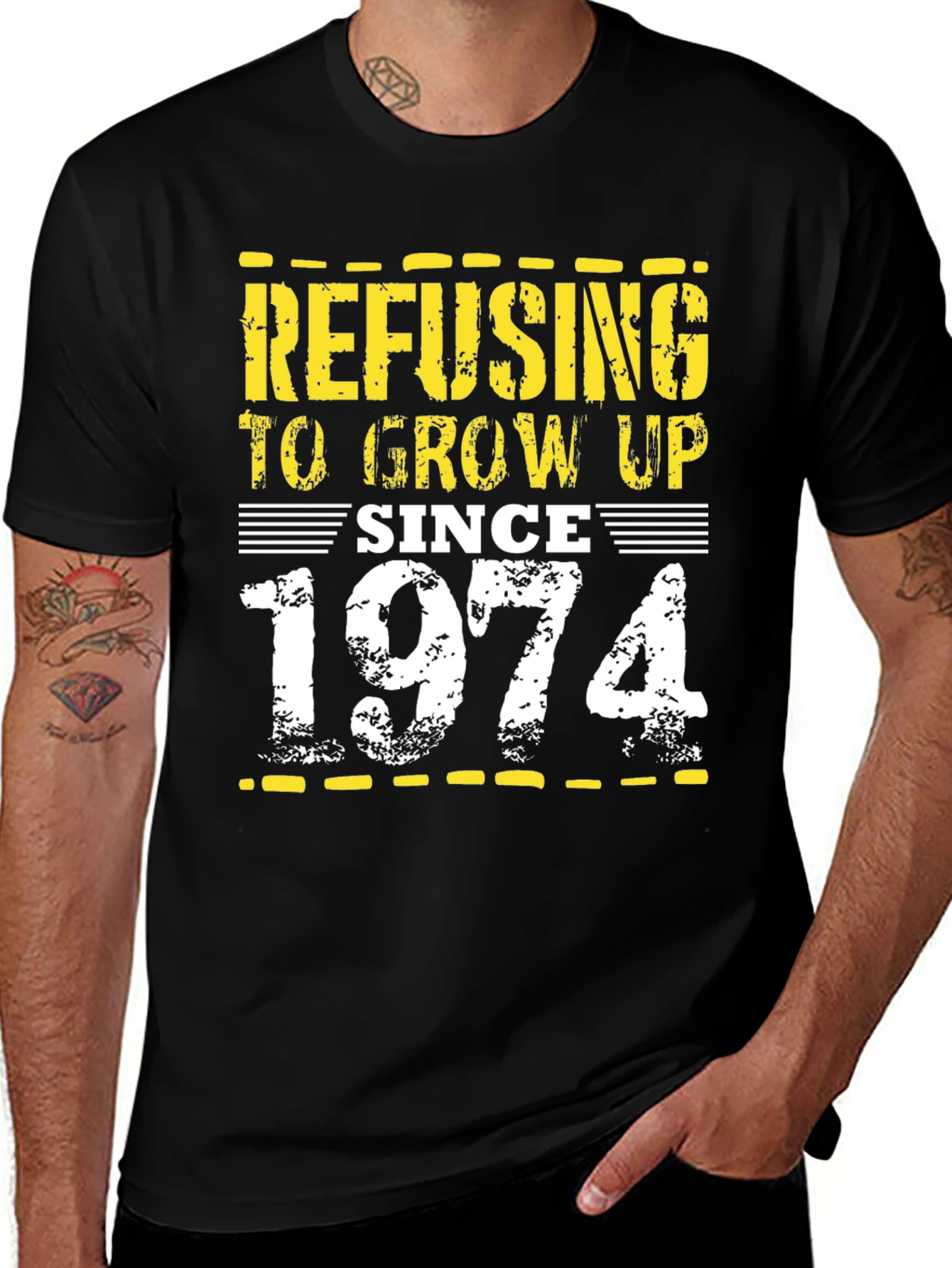 Refusing to Grow Up Since 1974 Black Tee