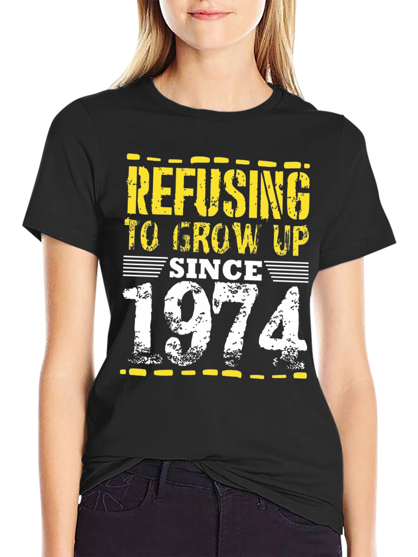 Refusing to Grow Up Since 1974 Black Tee