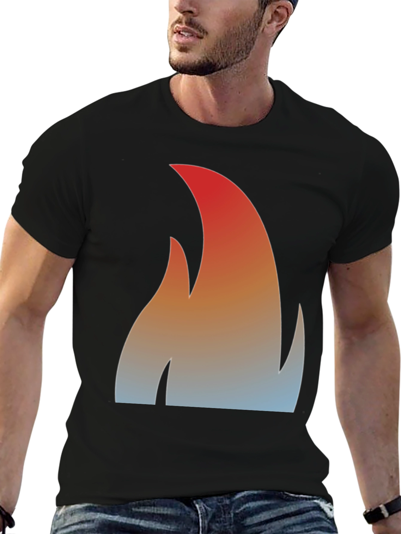 Flame Gradient Graphic Tee - Black