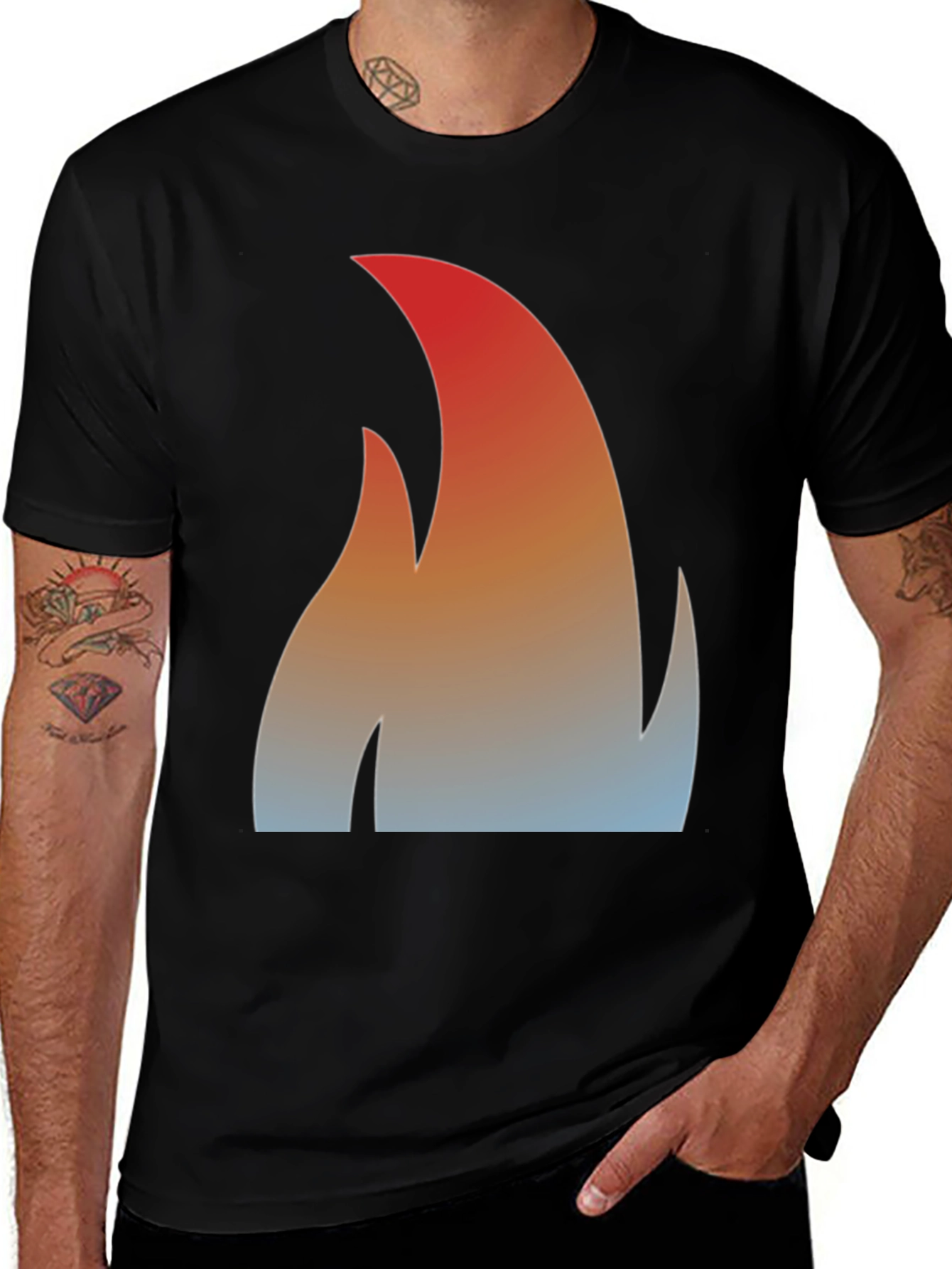 Flame Gradient Graphic Tee - Black