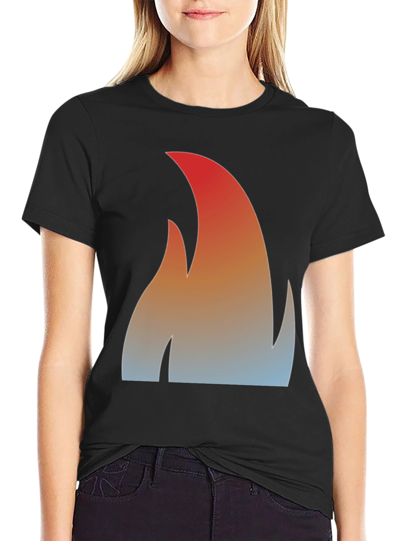 Flame Gradient Graphic Tee - Black