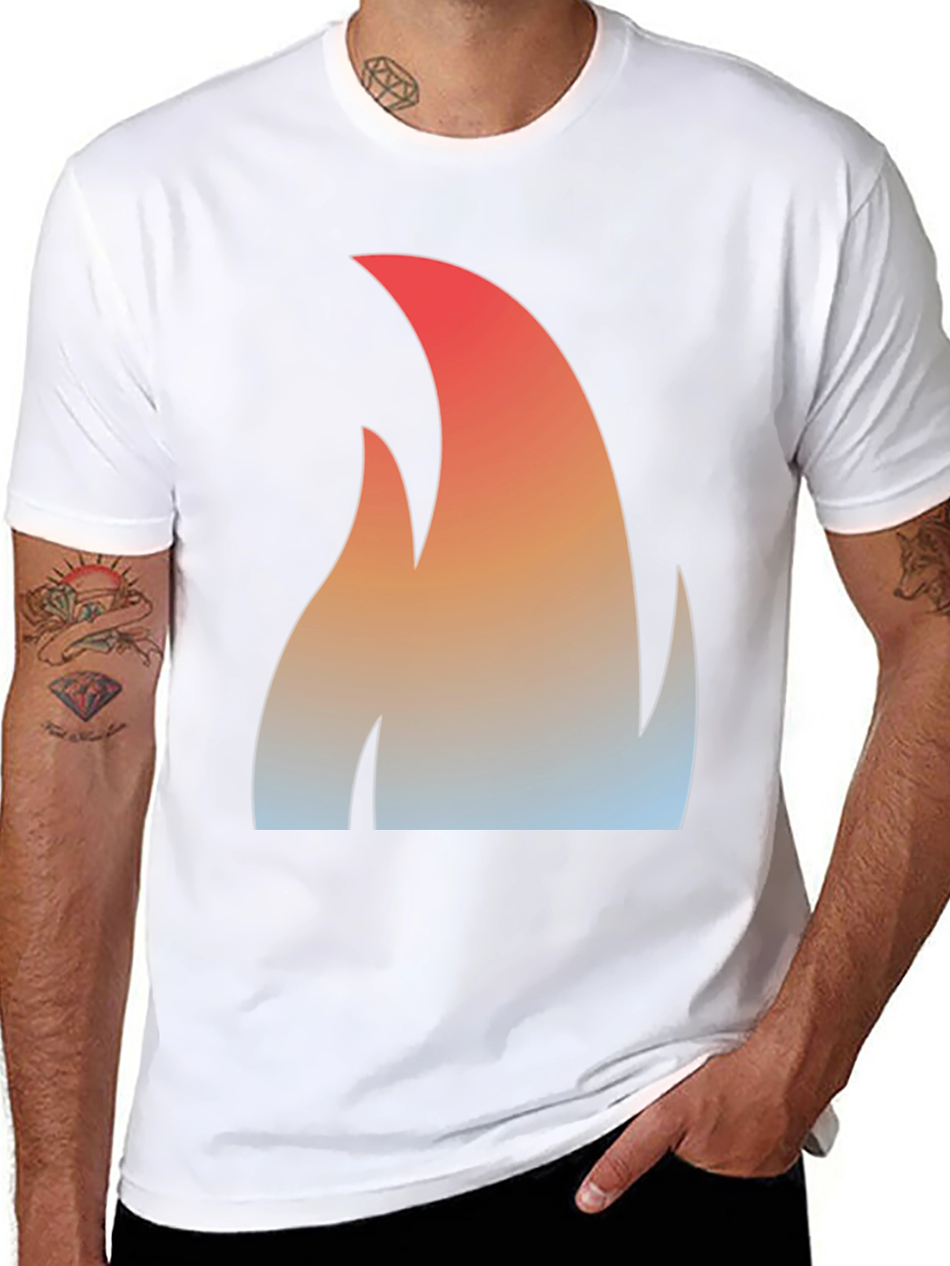 Flame Gradient Graphic Tee - Black