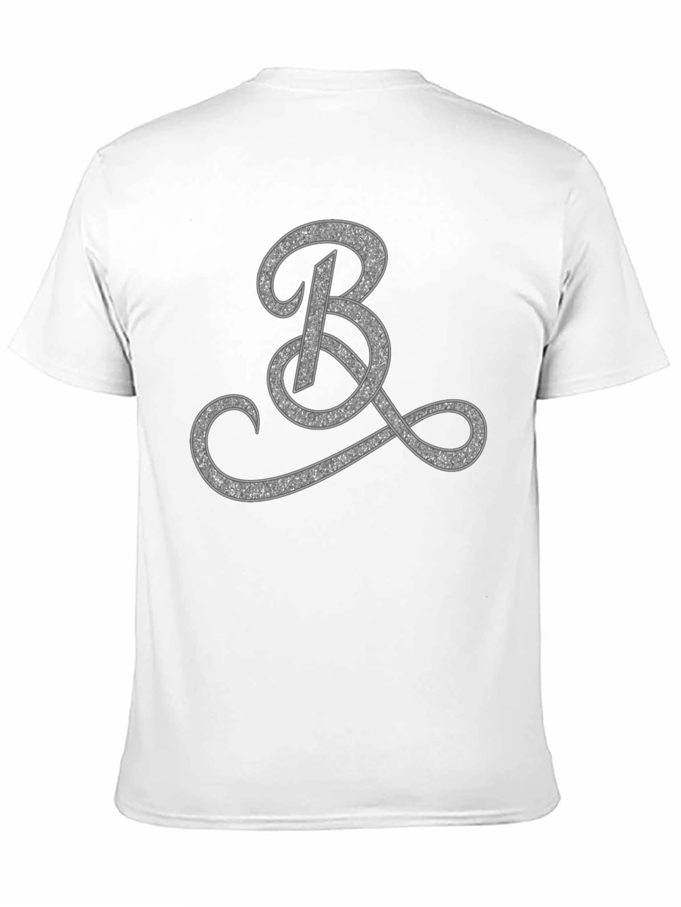 Elegant Black T-Shirt with Glitter Initial B