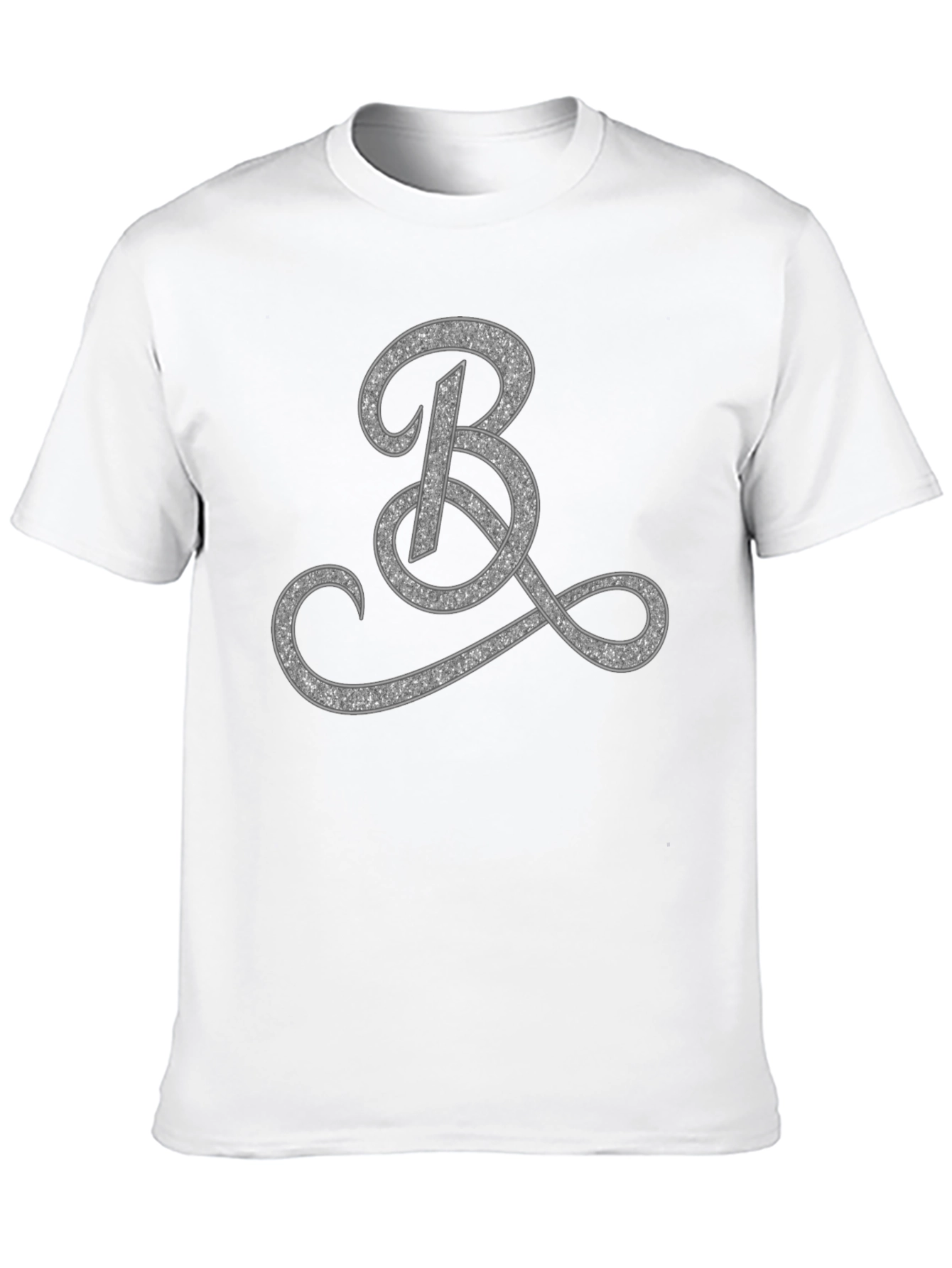 Elegant Black T-Shirt with Glitter Initial B