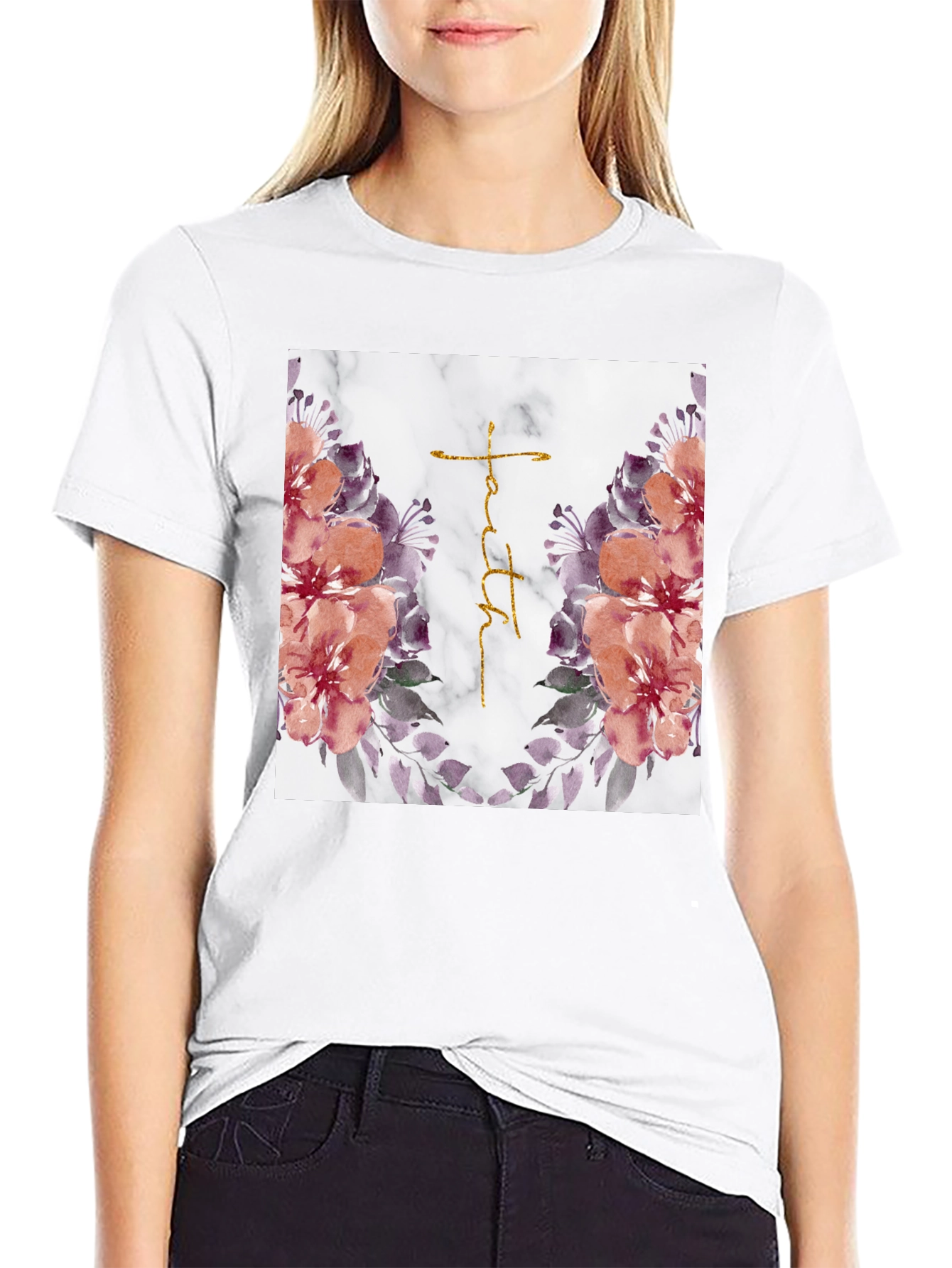 Faith Floral Graphic T-Shirt - Trendy Christian Apparel