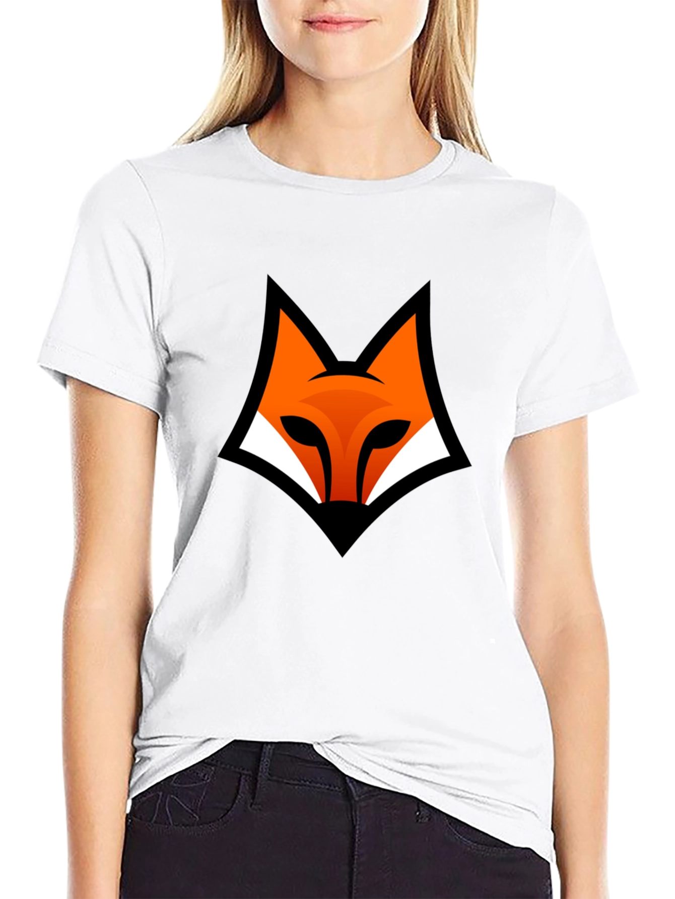 Modern Fox Logo Black Graphic Tee