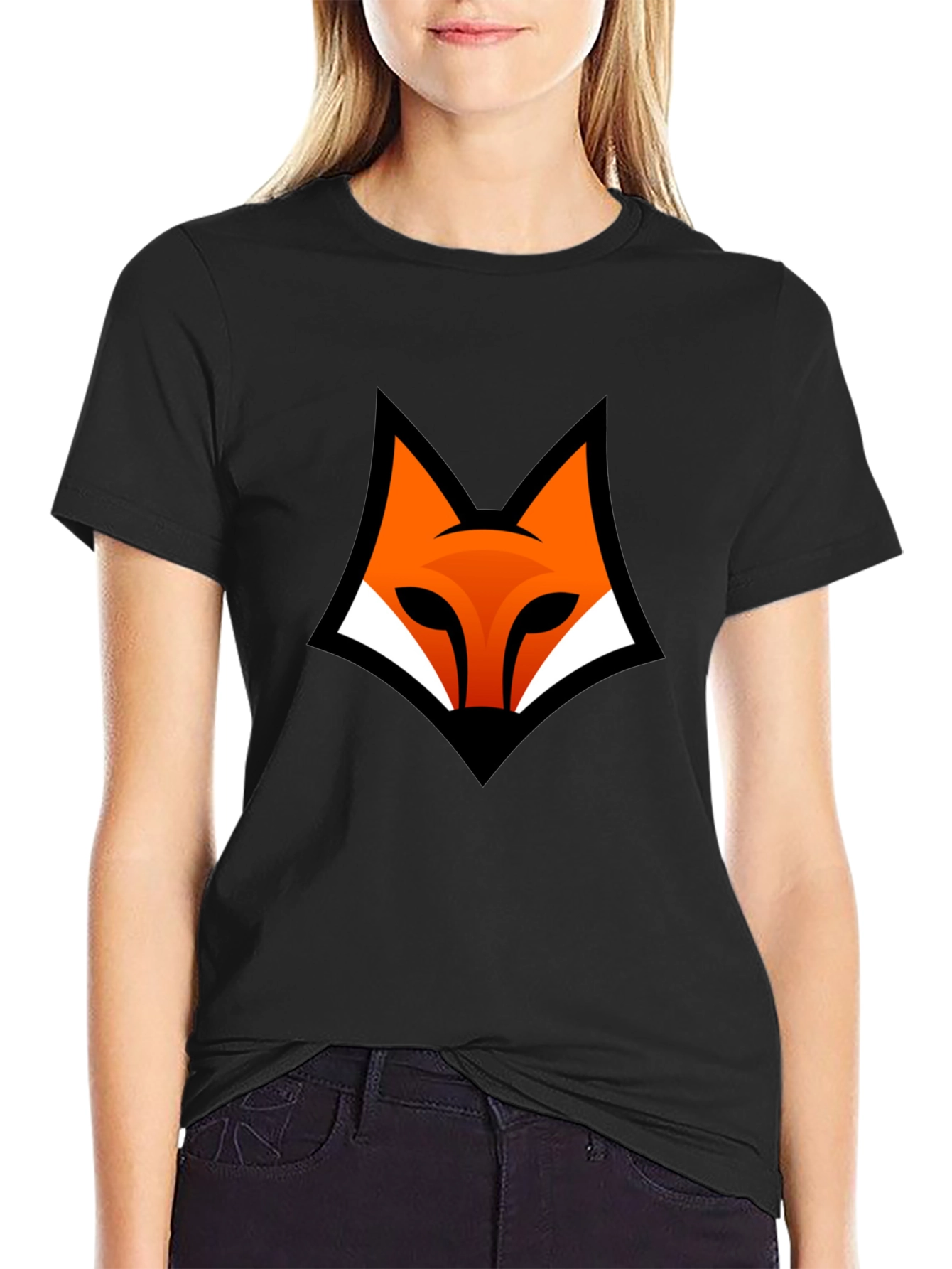 Modern Fox Logo Black Graphic Tee