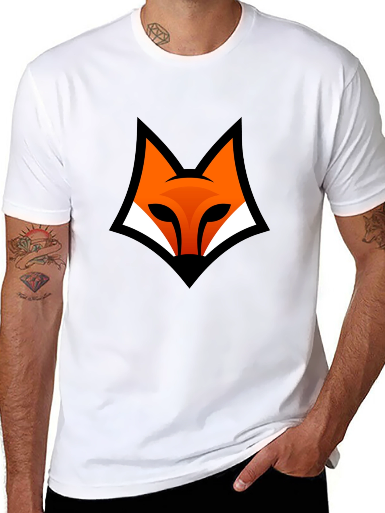 Modern Fox Logo Black Graphic Tee