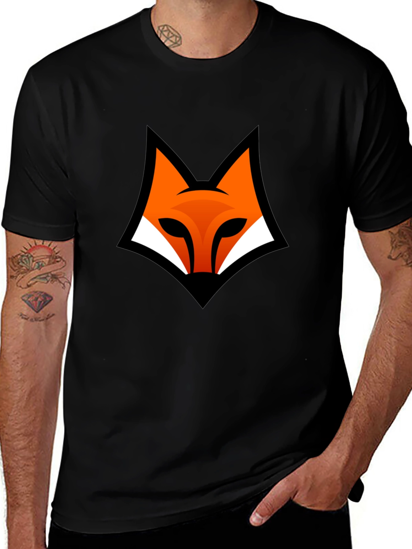 Modern Fox Logo Black Graphic Tee