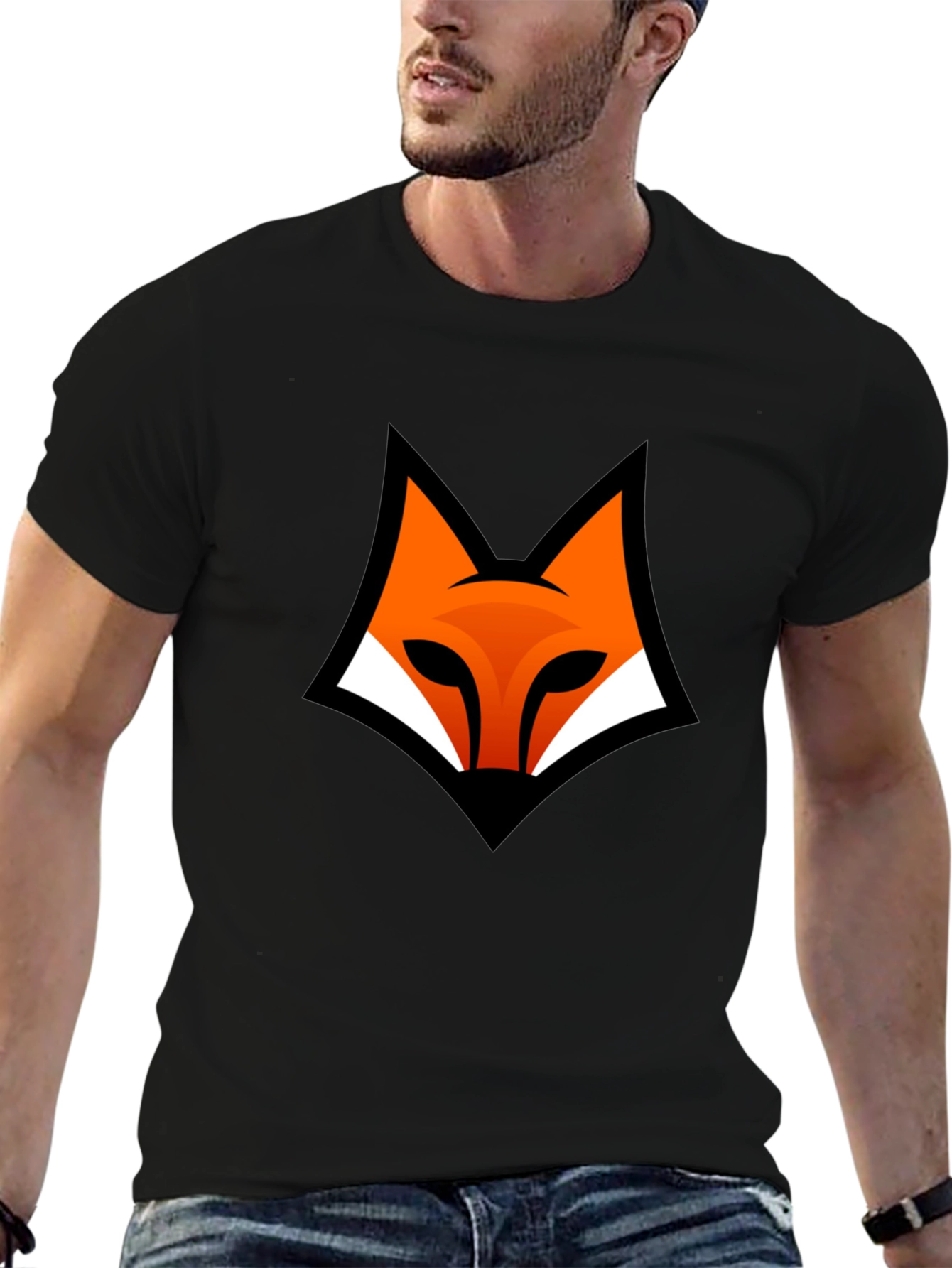Modern Fox Logo Black Graphic Tee