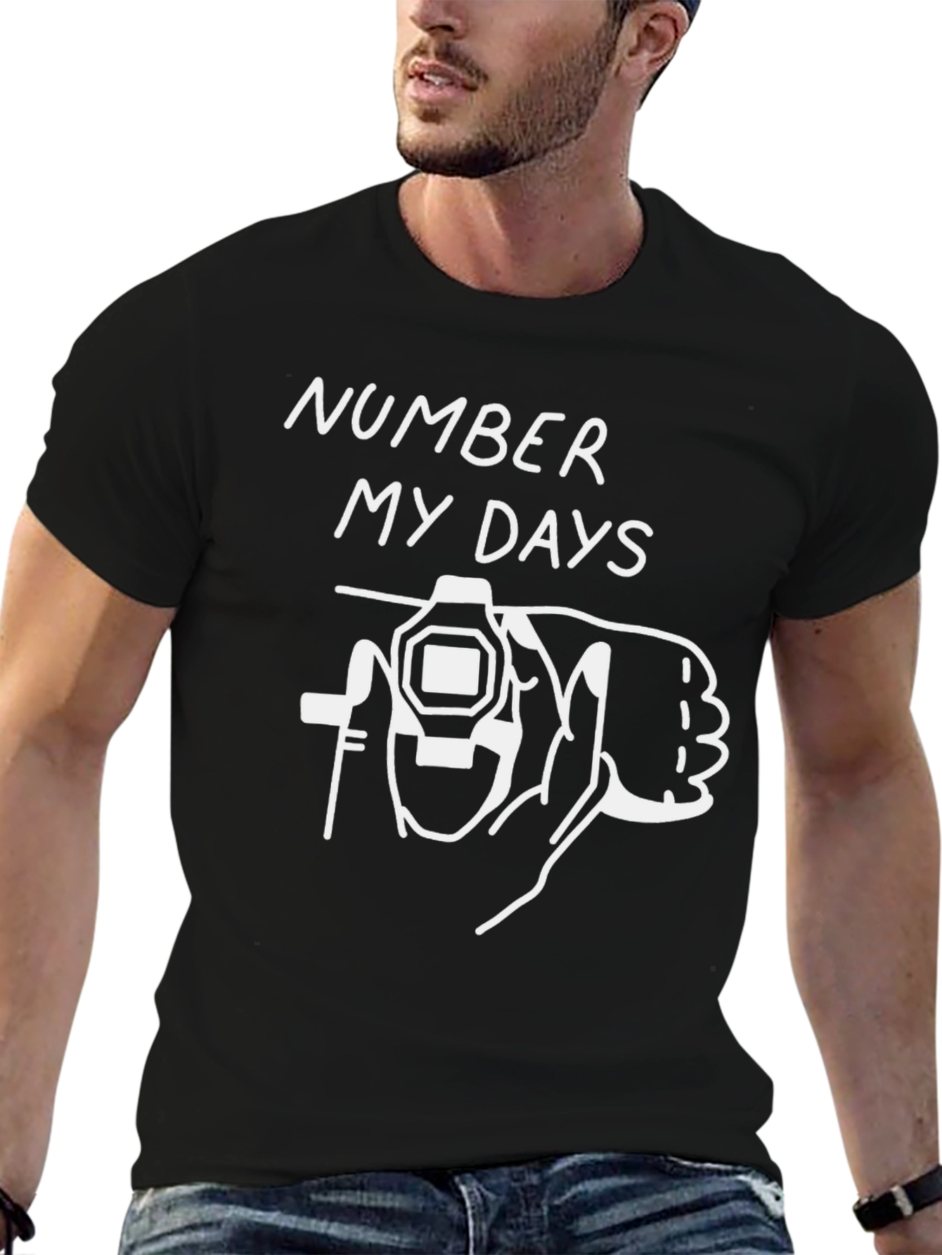 Number My Days Graphic Tee - Black Cotton T-Shirt