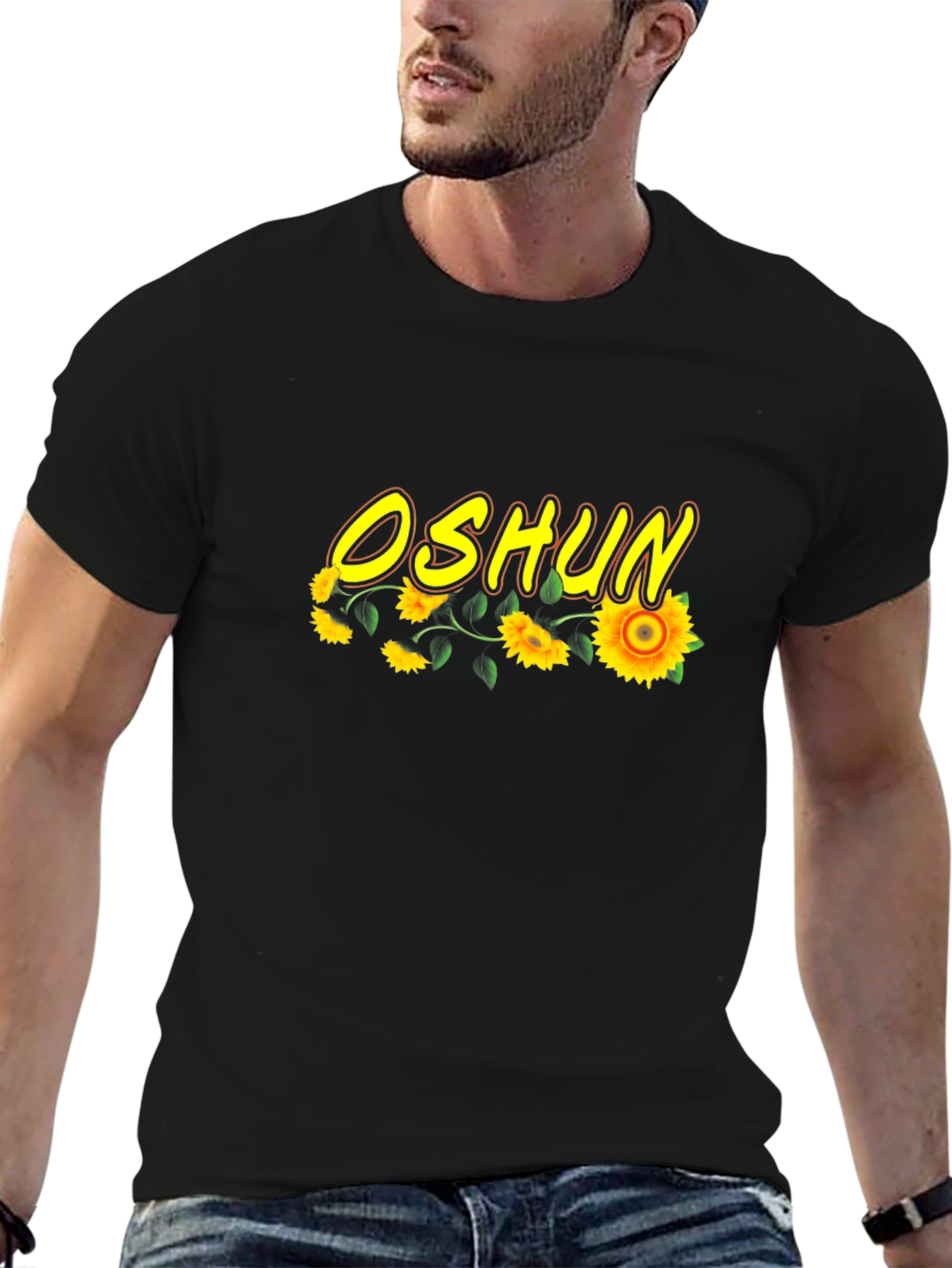 Oshun Sunflower Graphic Black T-Shirt