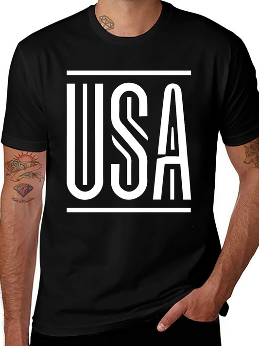 USA Graphic Print Black T-Shirt