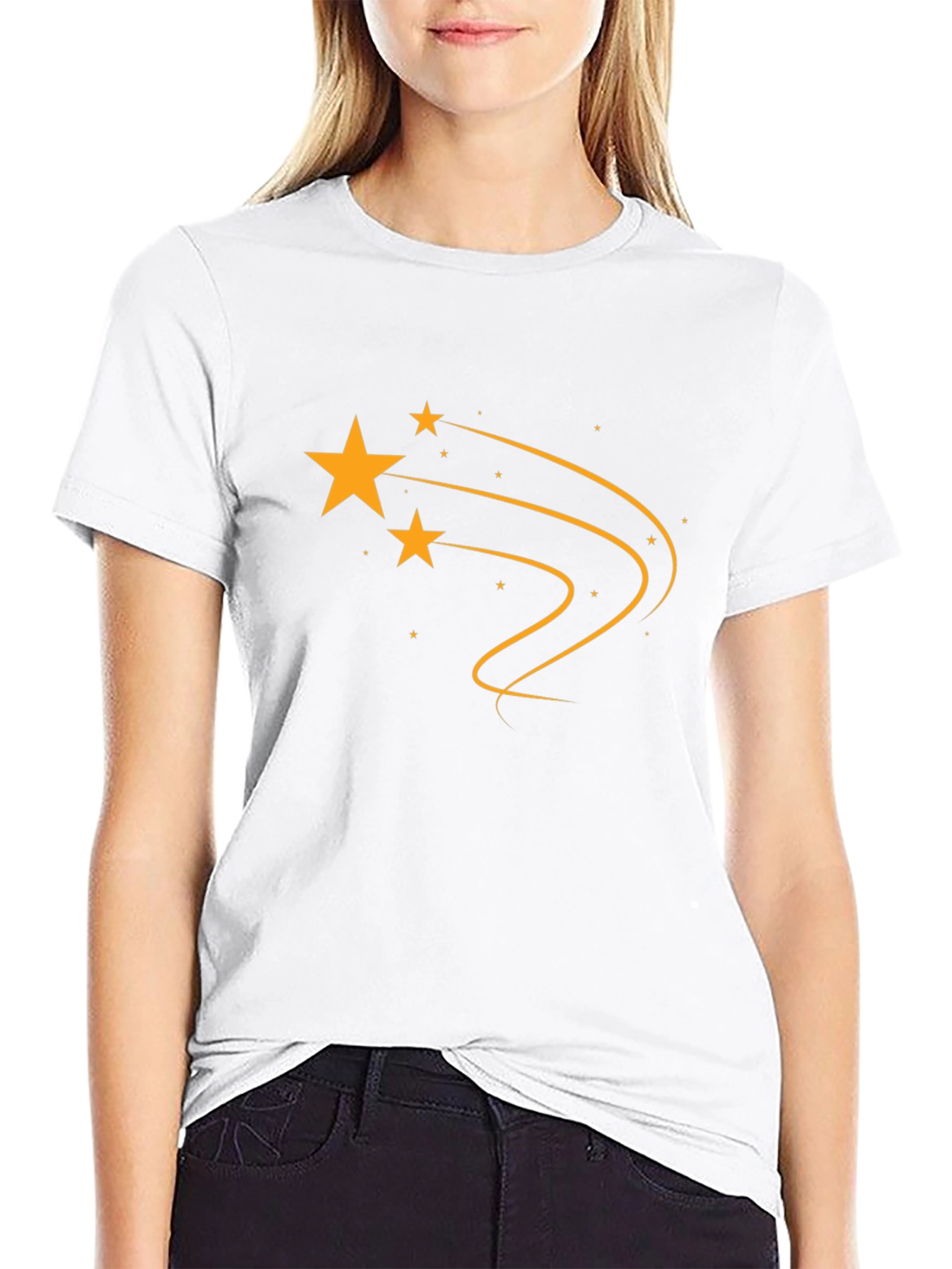 Mens Black T-Shirt with Shooting Star Graphic