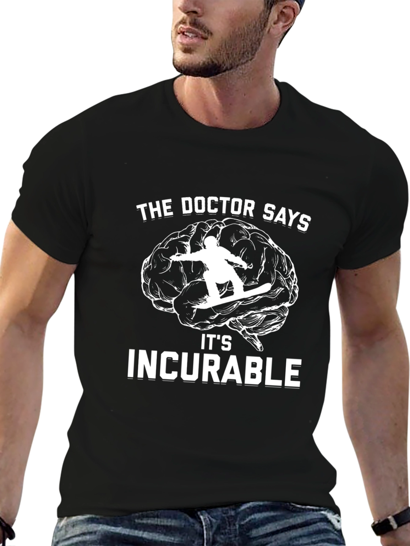 Incurable Snowboarding T-Shirt - Brain Design
