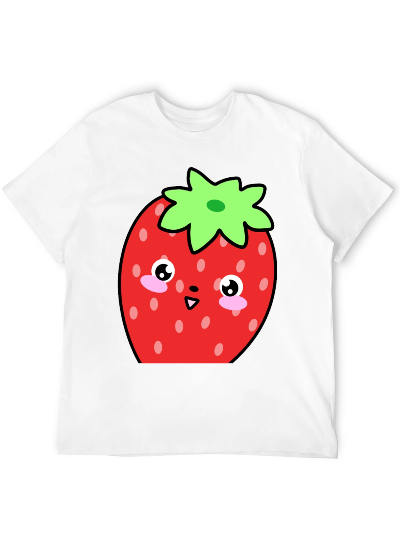 Cute Strawberry Kawaii T-Shirt - Black
