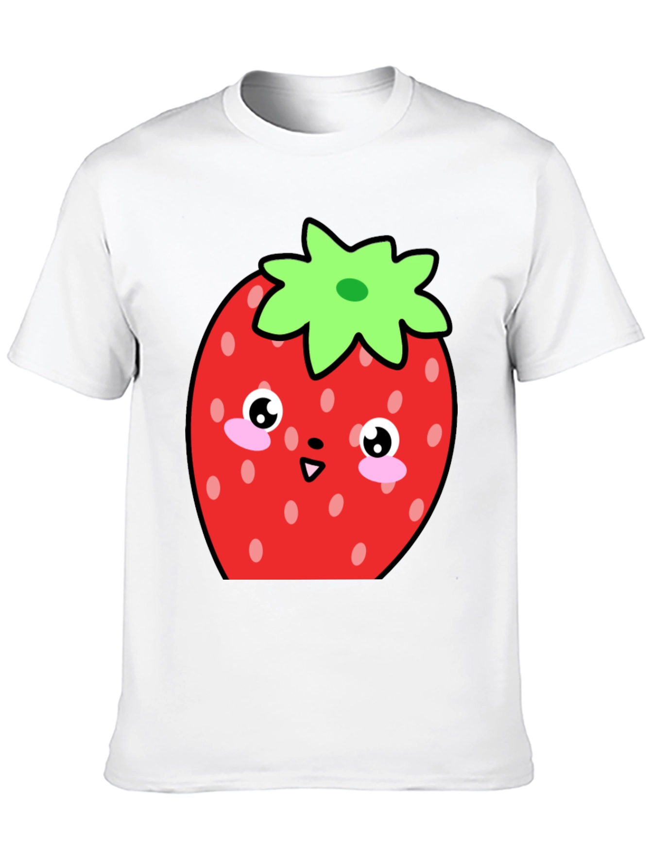 Cute Strawberry Kawaii T-Shirt - Black