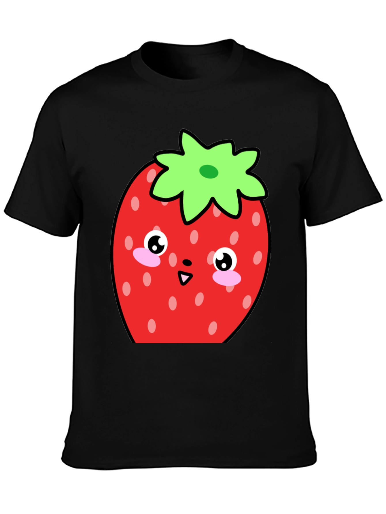 Cute Strawberry Kawaii T-Shirt - Black