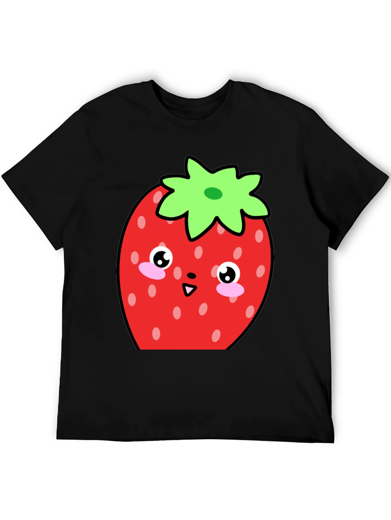 Cute Strawberry Kawaii T-Shirt - Black