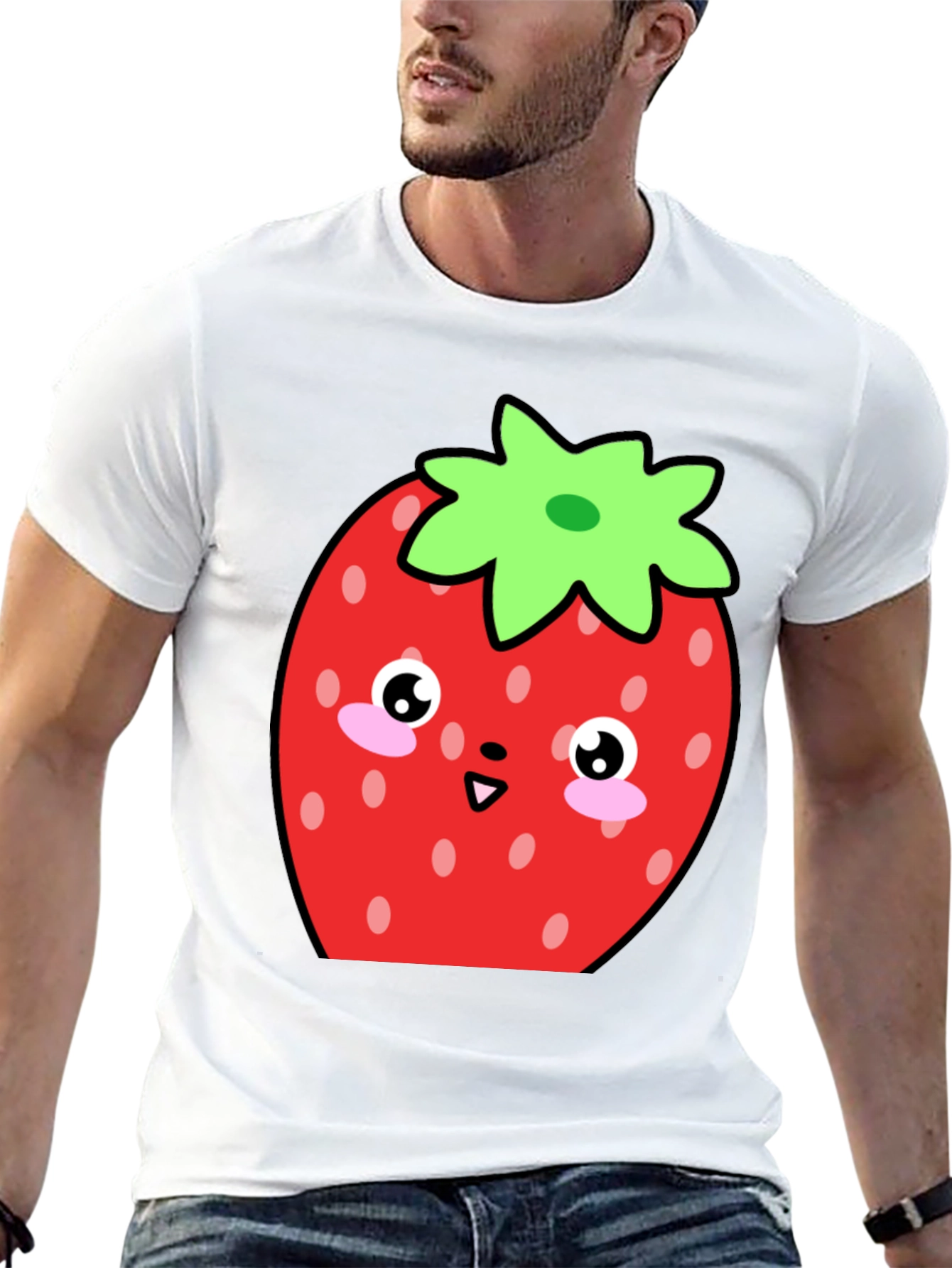 Cute Strawberry Kawaii T-Shirt - Black