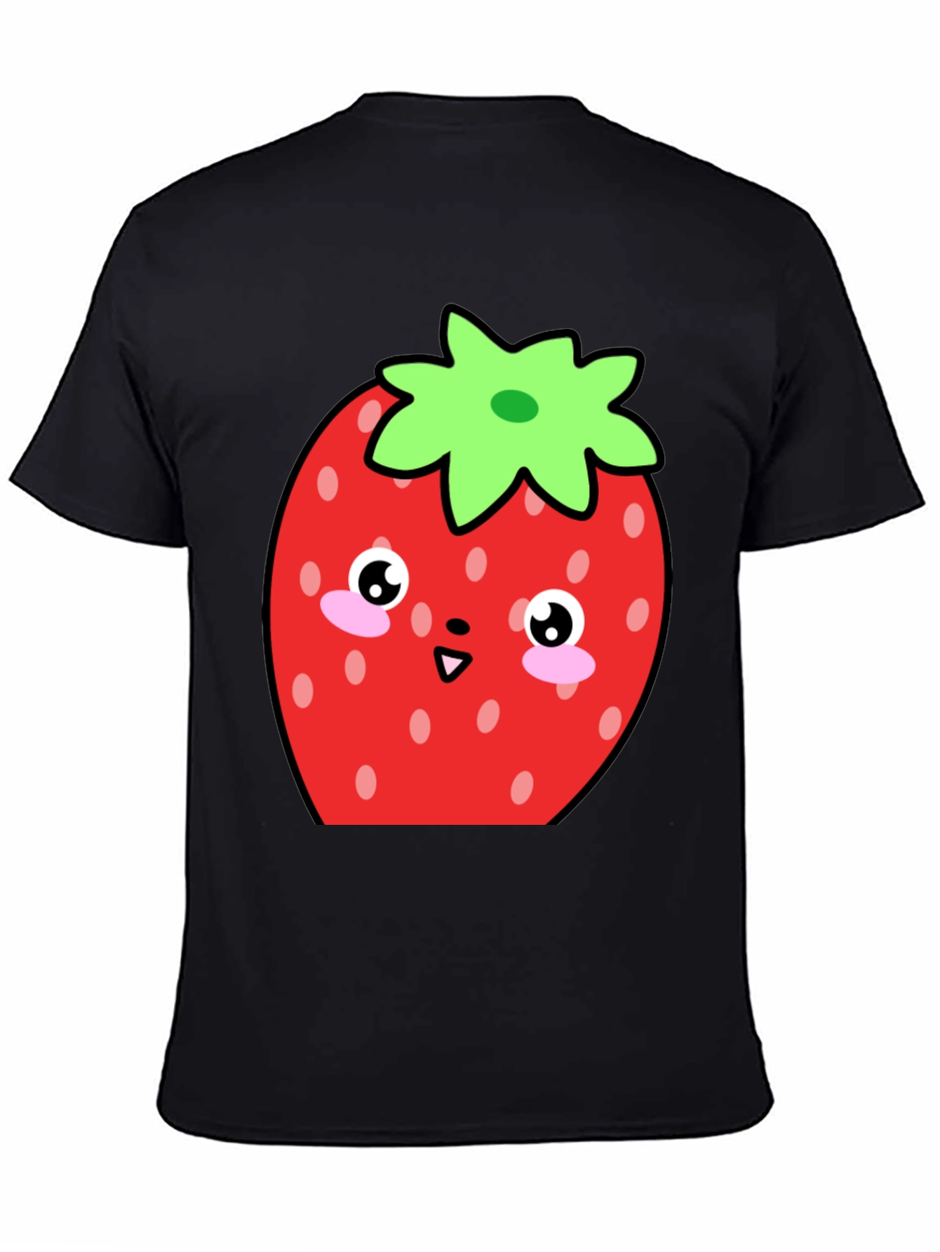 Cute Strawberry Kawaii T-Shirt - Black
