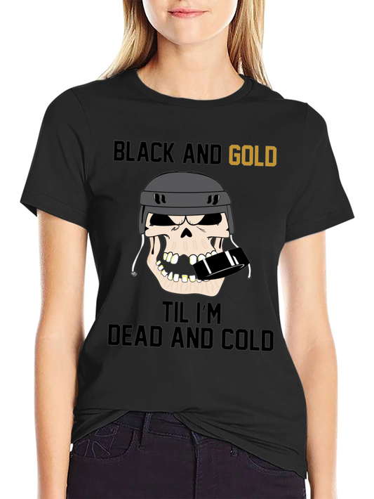 Black and Gold Hockey Skull T-Shirt