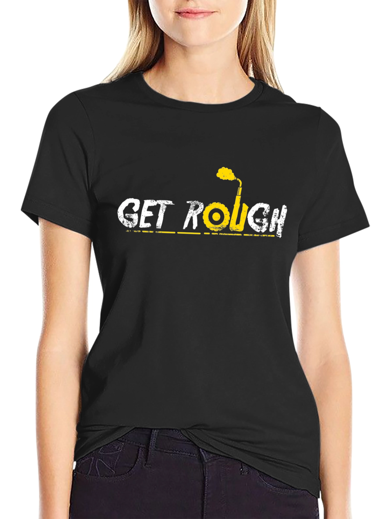 Get Rough Black Cotton Graphic Tee