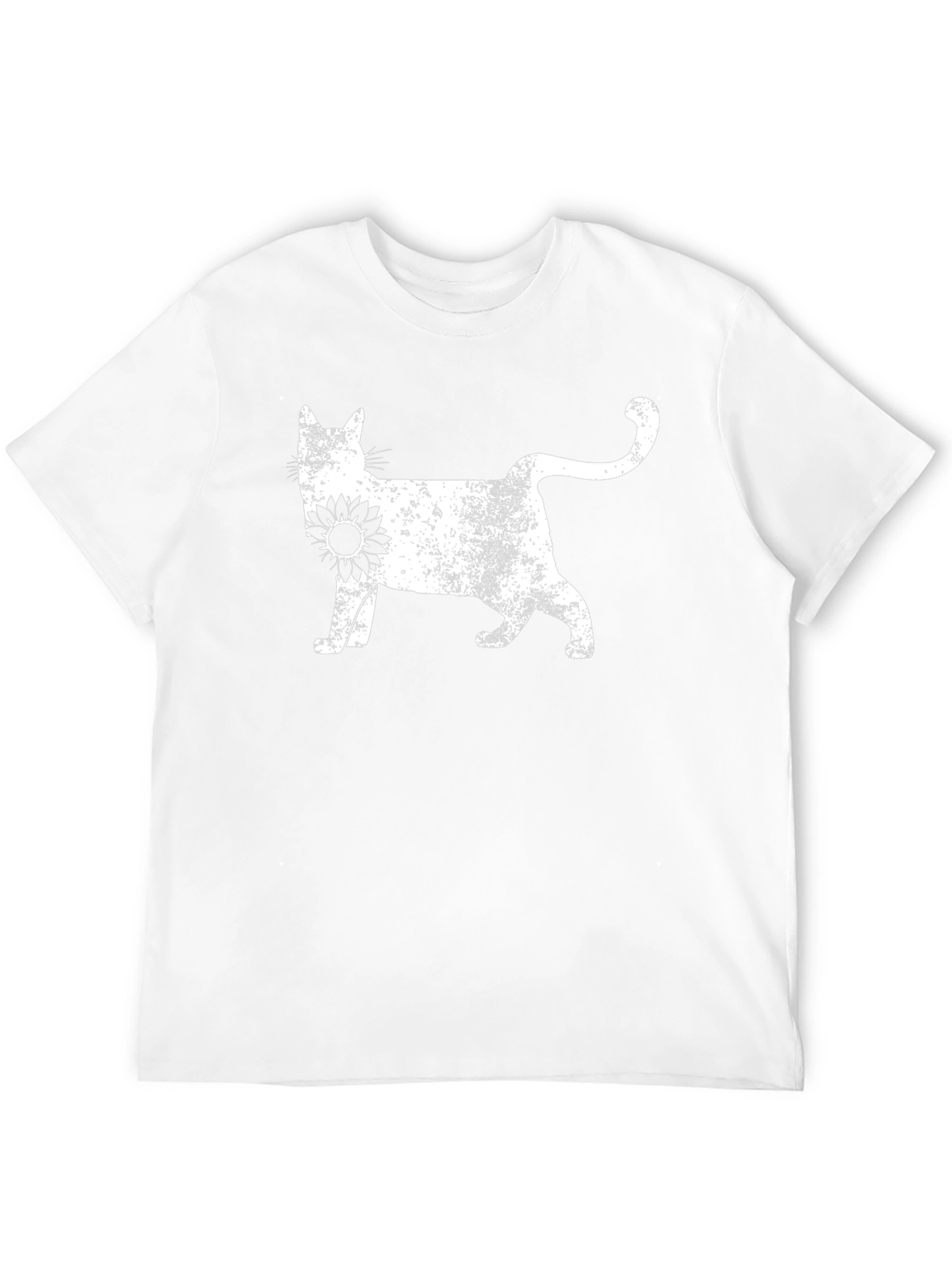 Cat Sunflower Graphic Tee - Black