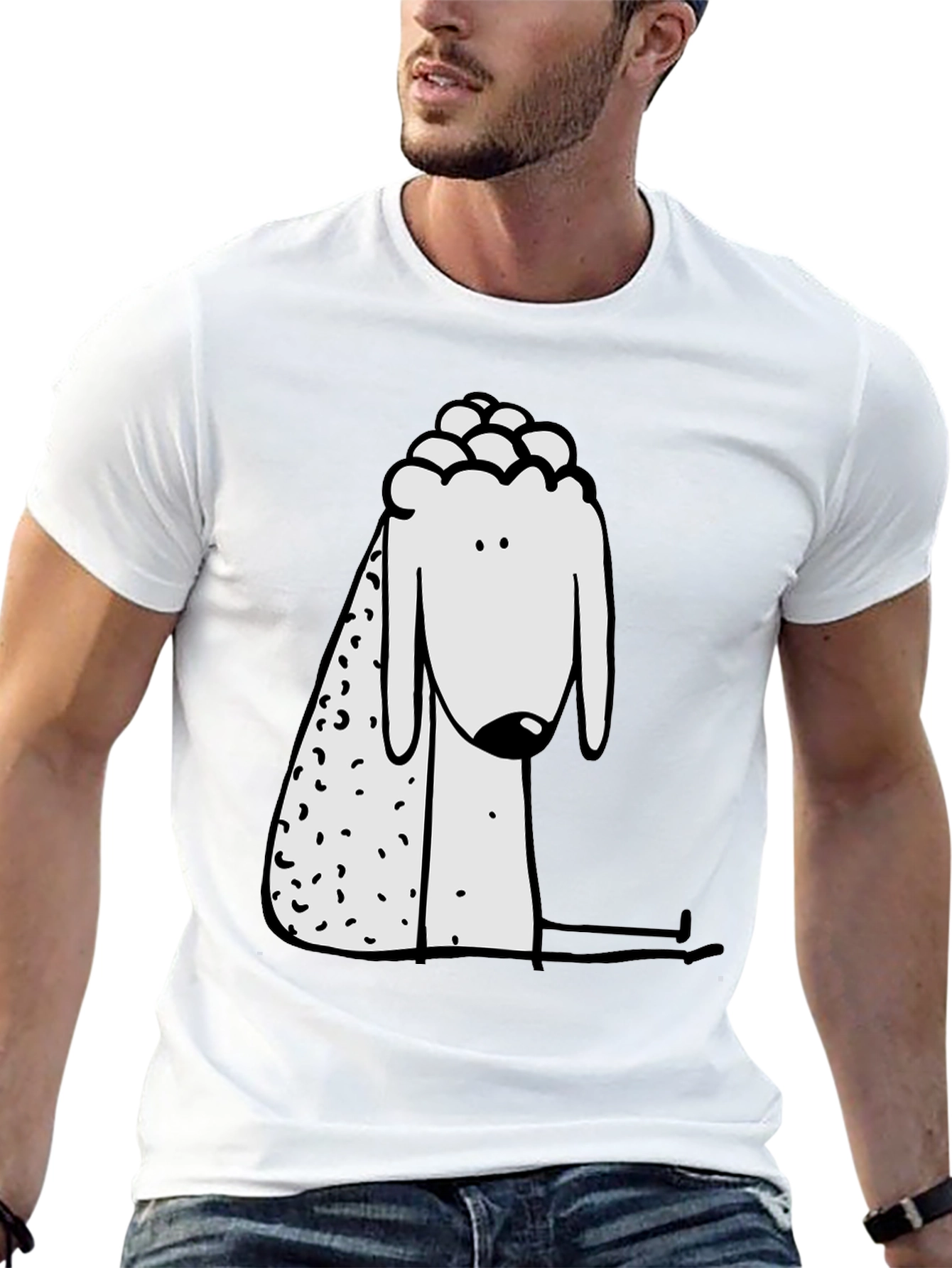 Cartoon Sheep Graphic Print Black Tee