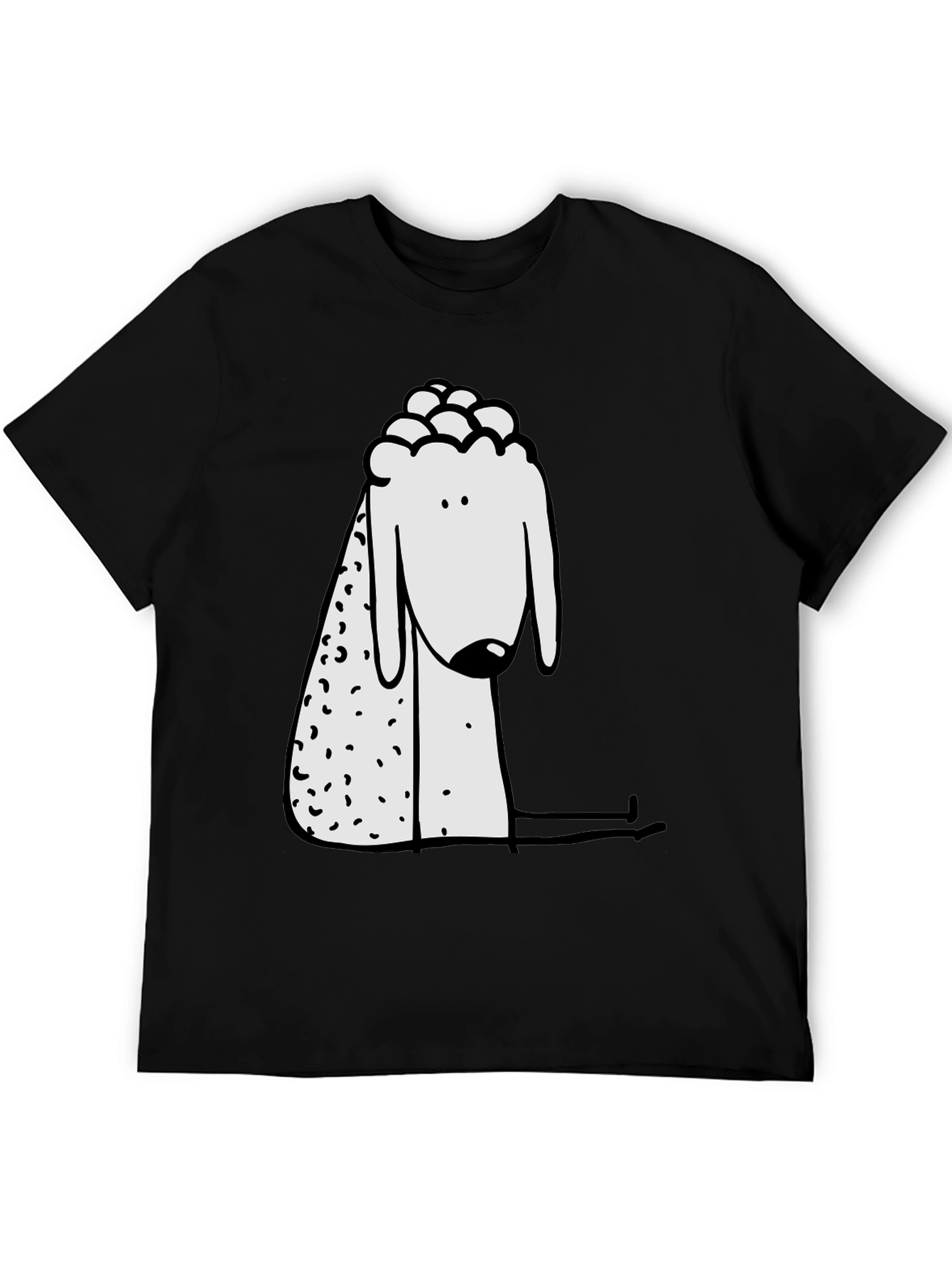 Cartoon Sheep Graphic Print Black Tee