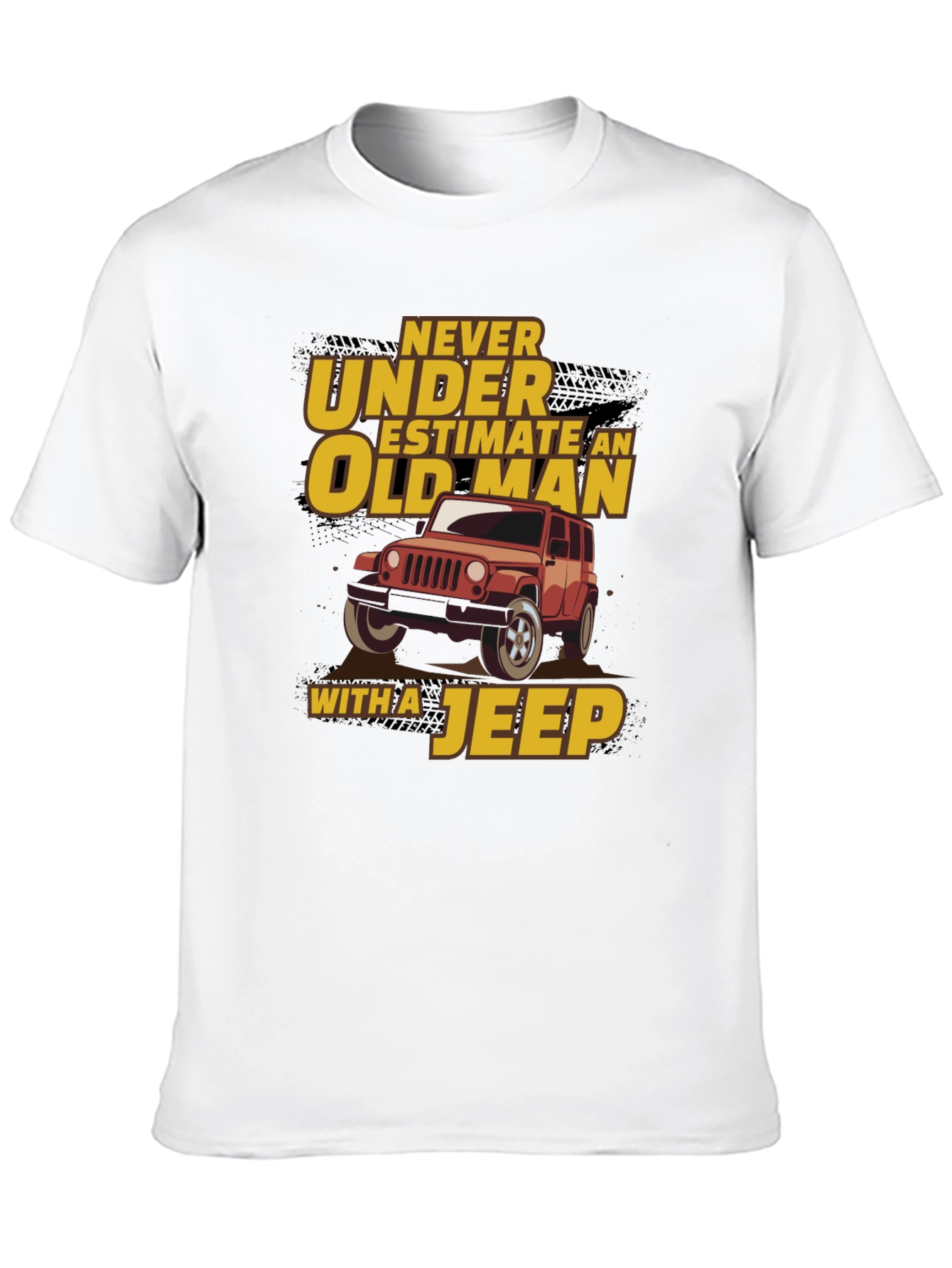 Never Underestimate Old Man Jeep Black T-Shirt