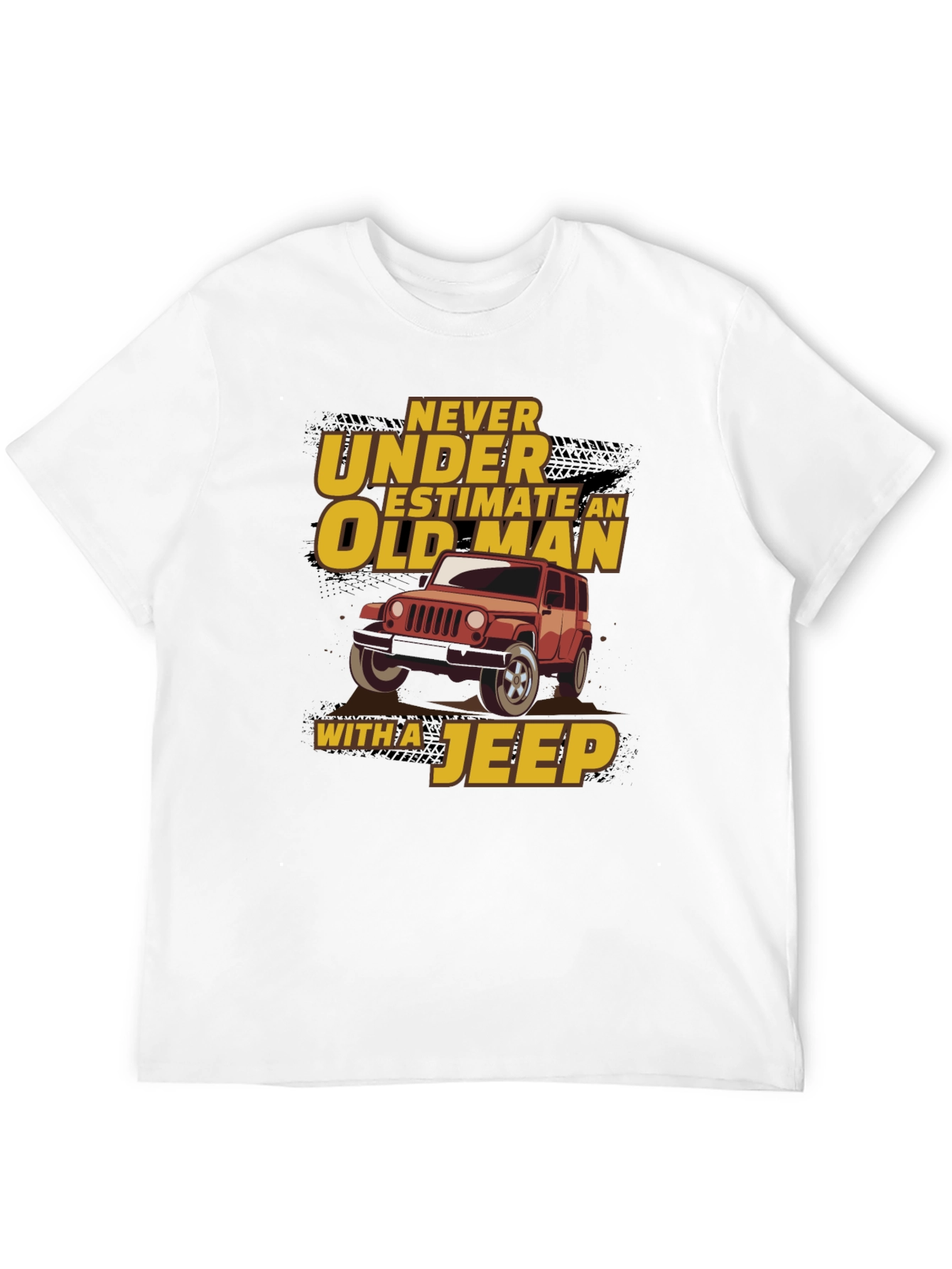 Never Underestimate Old Man Jeep Black T-Shirt
