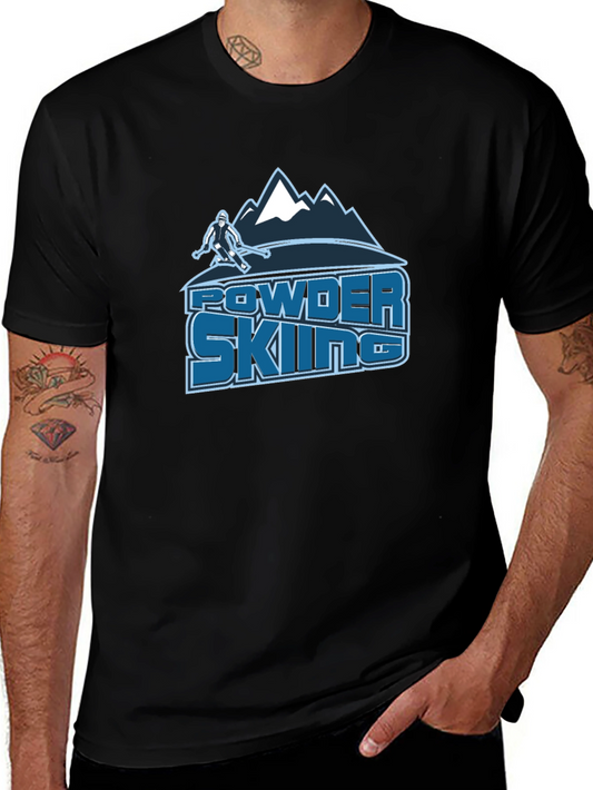 Powder Skiing Graphic Tee | Black Short Sleeve T-Shirt
