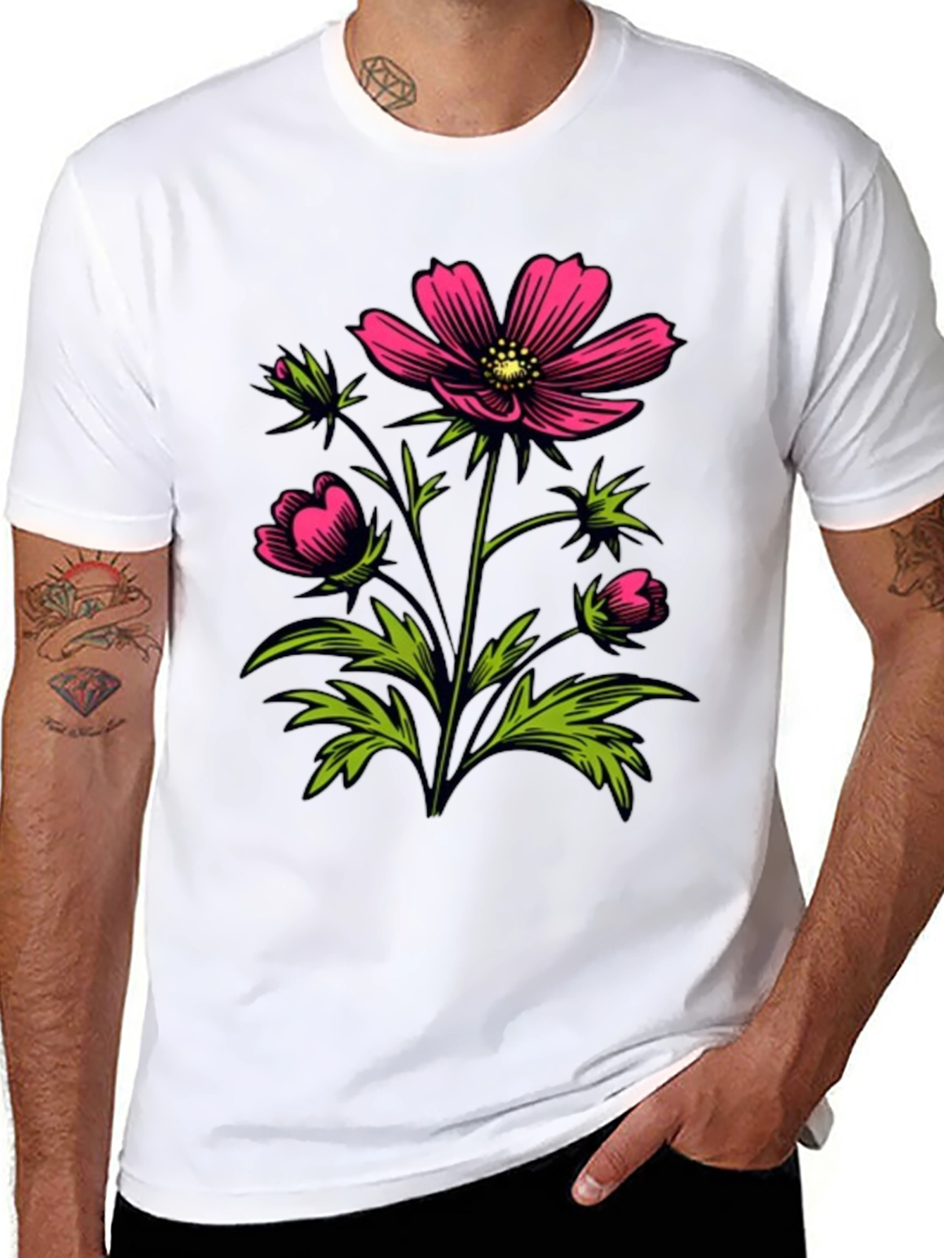 Floral Graphic Tee - Pink Flower Print