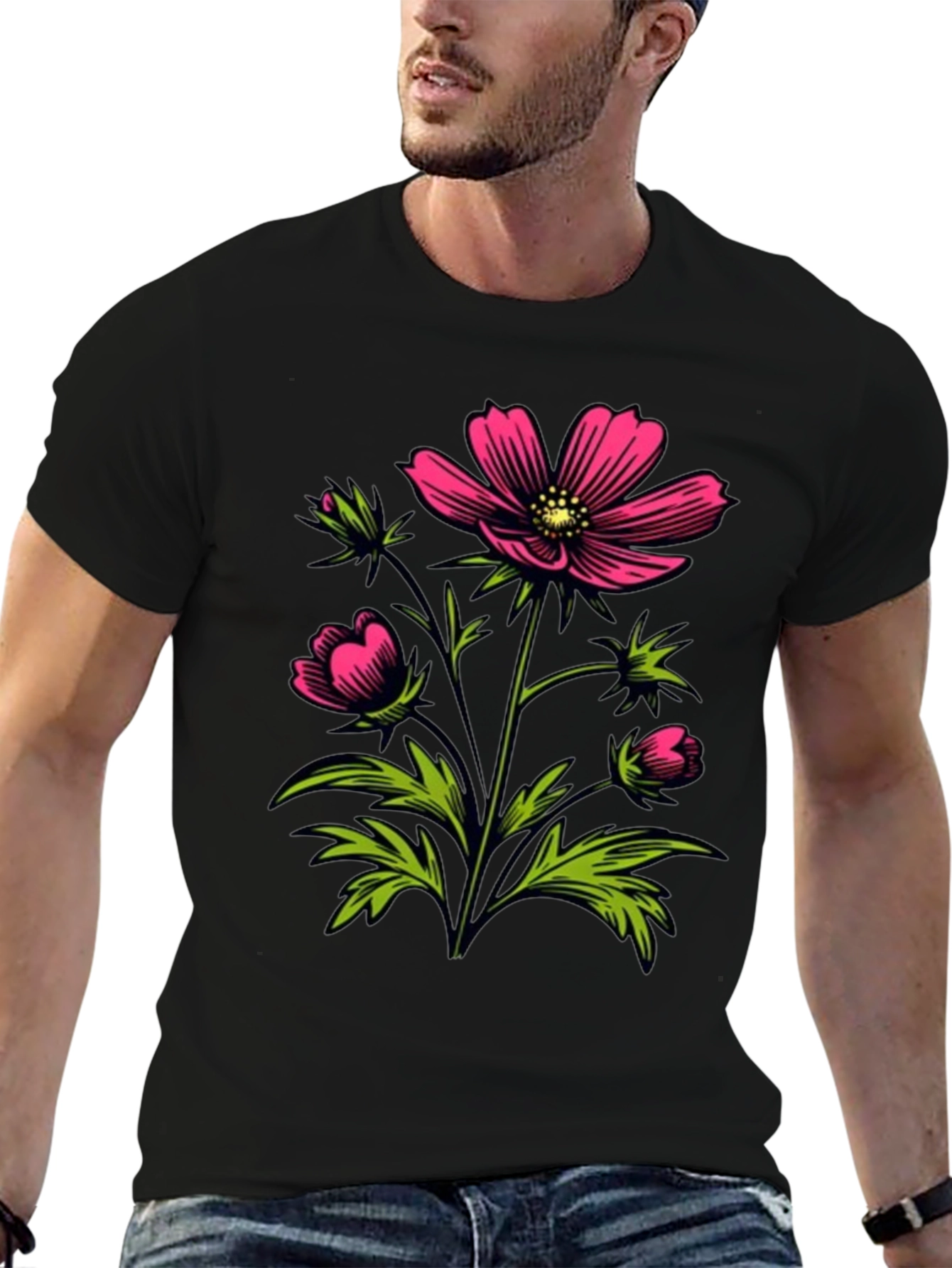 Floral Graphic Tee - Pink Flower Print