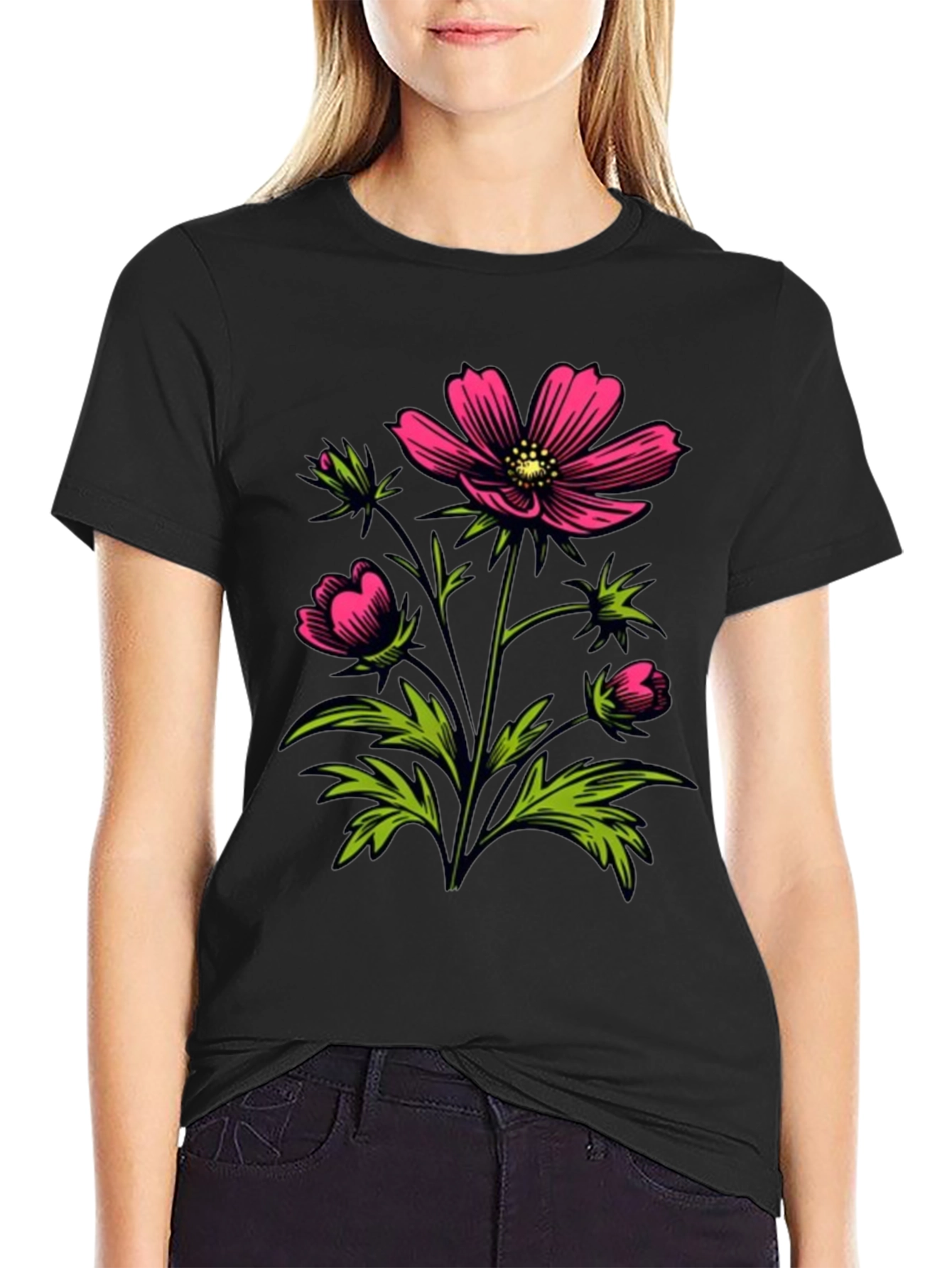 Floral Graphic Tee - Pink Flower Print