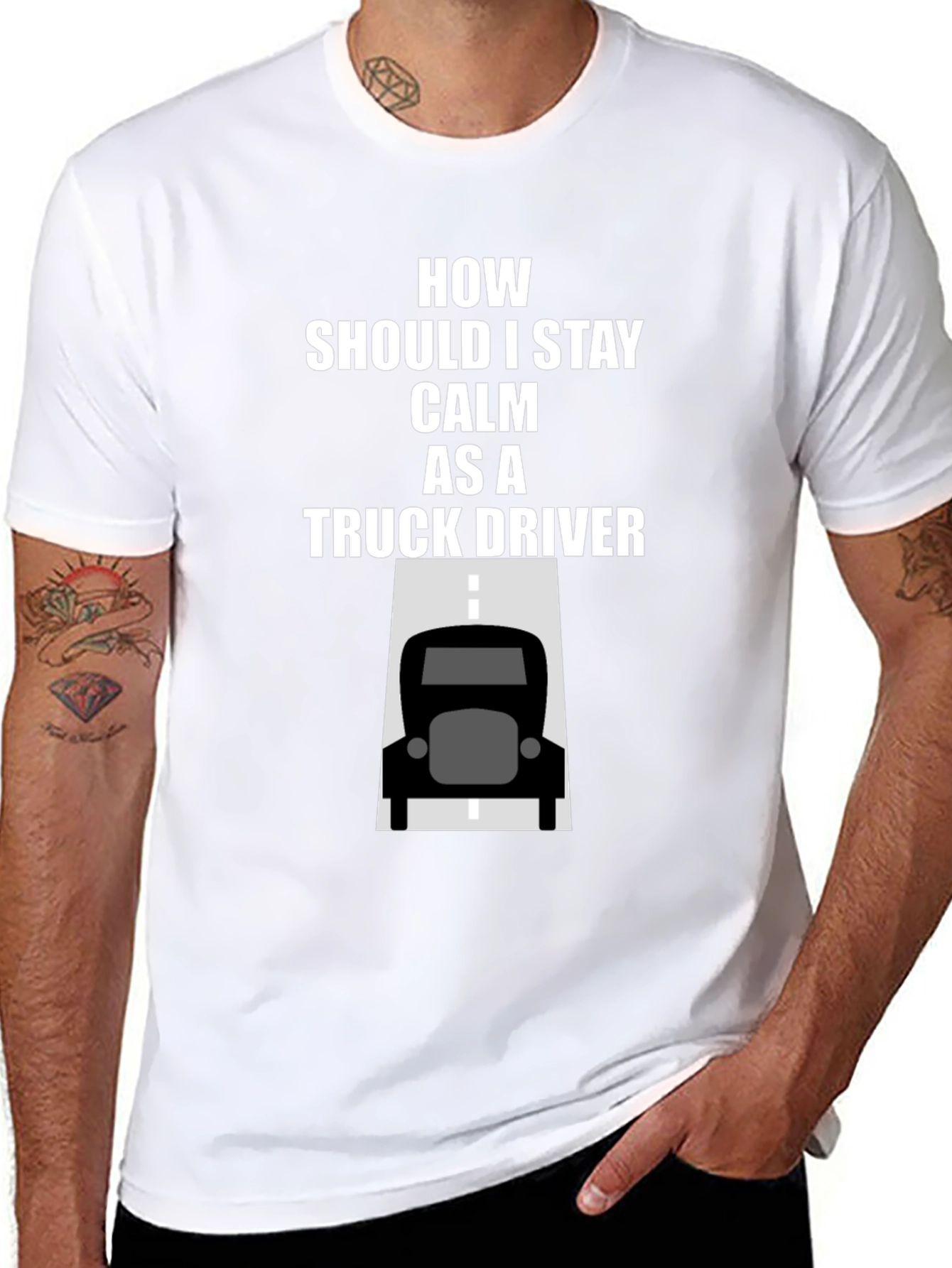 Calm Truck Driver T-Shirt - Black Cotton Graphic Tee