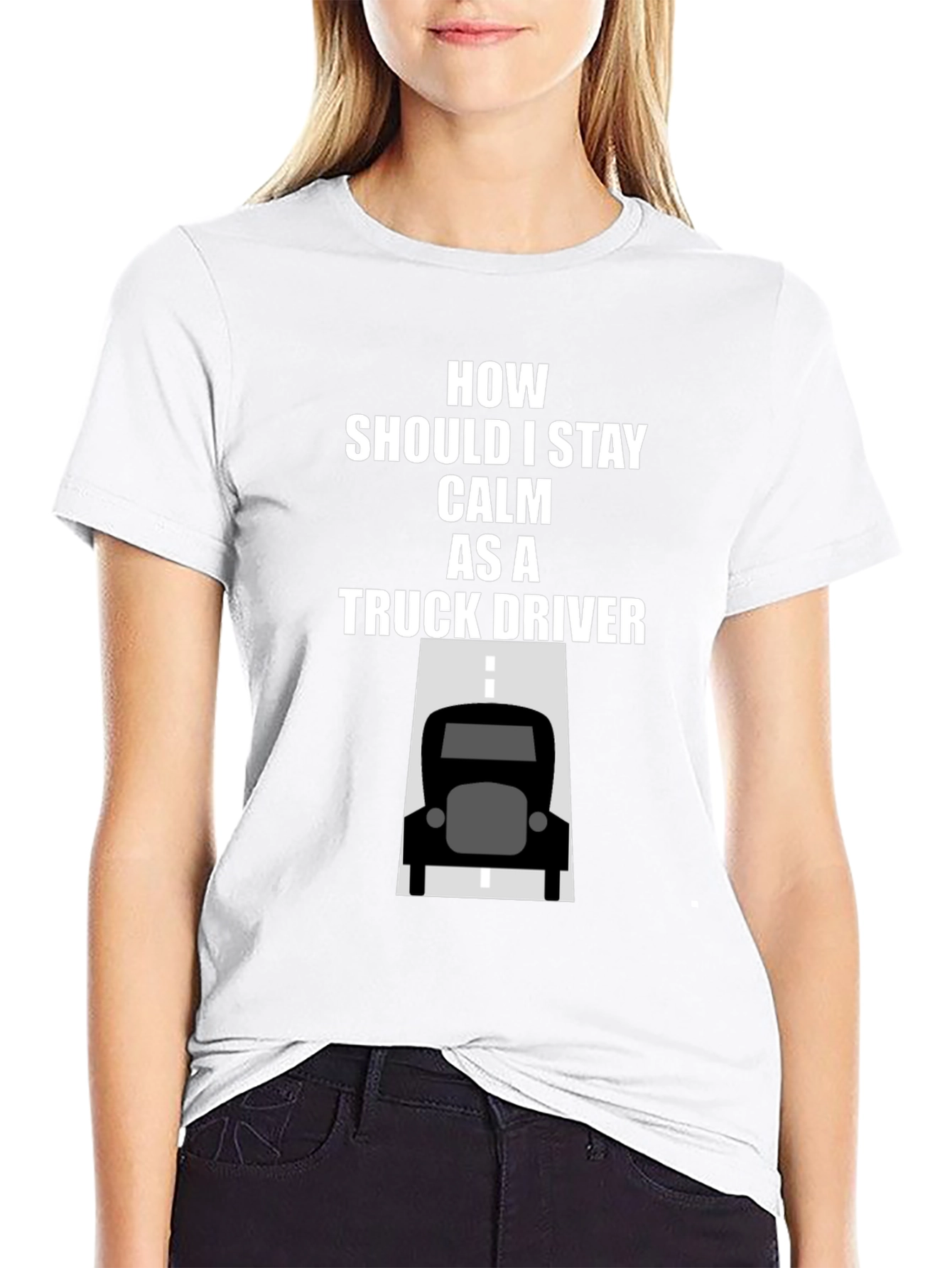 Calm Truck Driver T-Shirt - Black Cotton Graphic Tee
