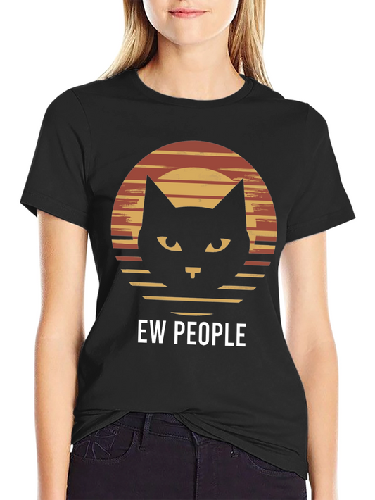Ew People Cat Graphic Tee - Soft Cotton Blend T-Shirt