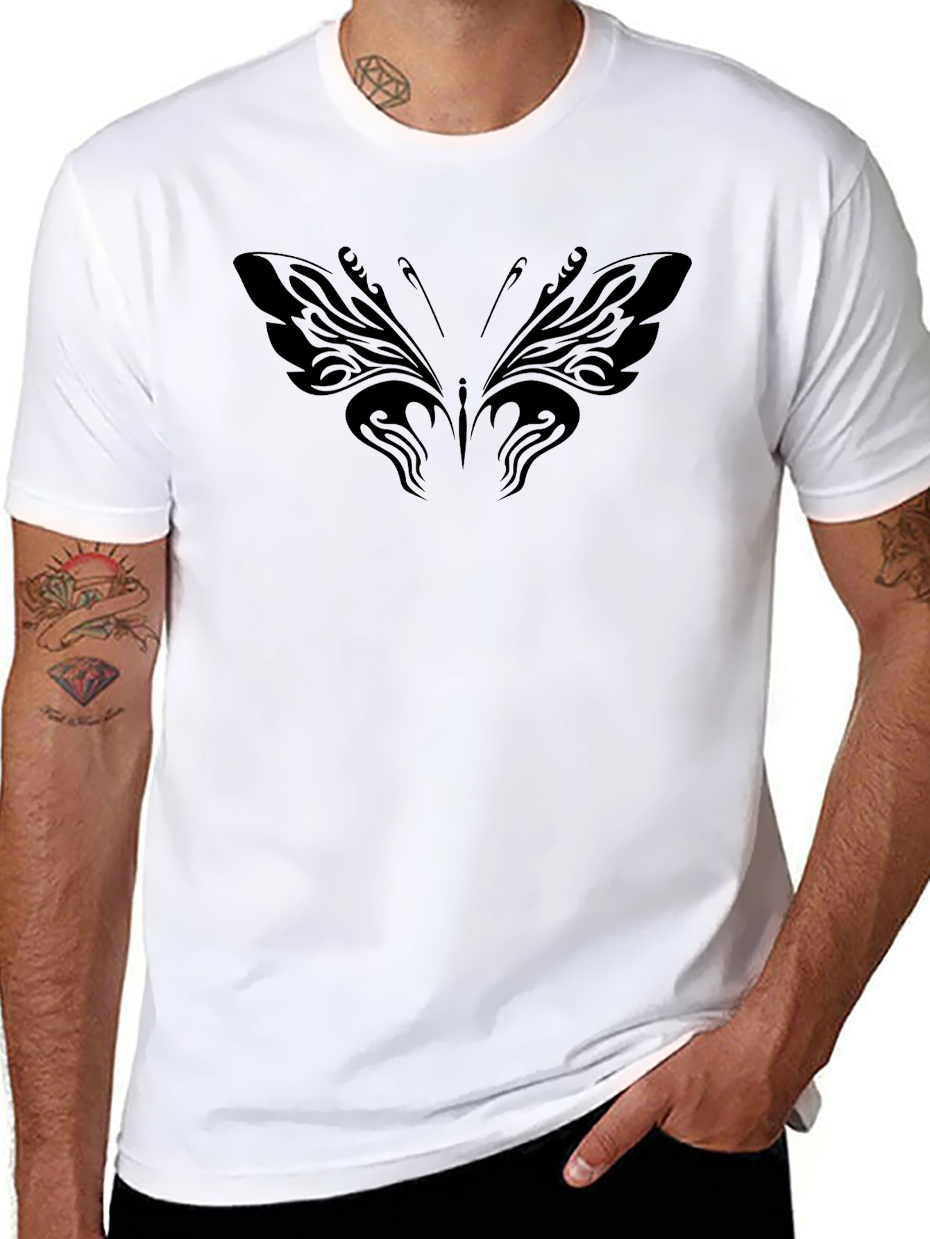 Black Butterfly Graphic T-Shirt Casual Wear
