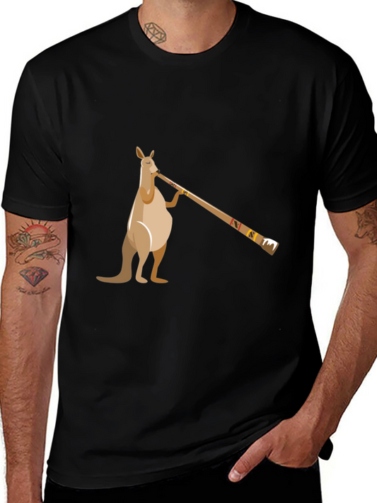 Kangaroo Didgeridoo T-Shirt - Black Cotton Tee