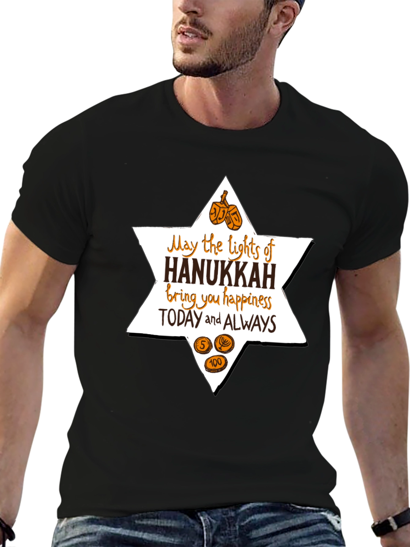 Hanukkah Lights Graphic T-Shirt