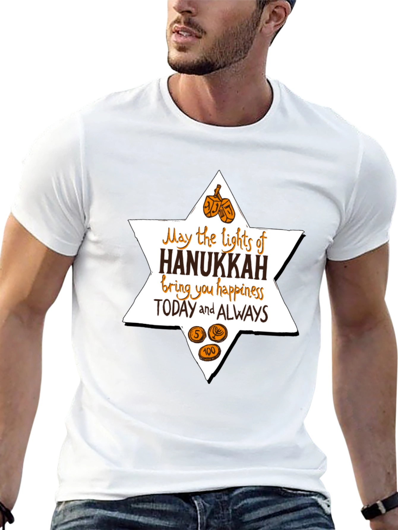 Hanukkah Lights Graphic T-Shirt