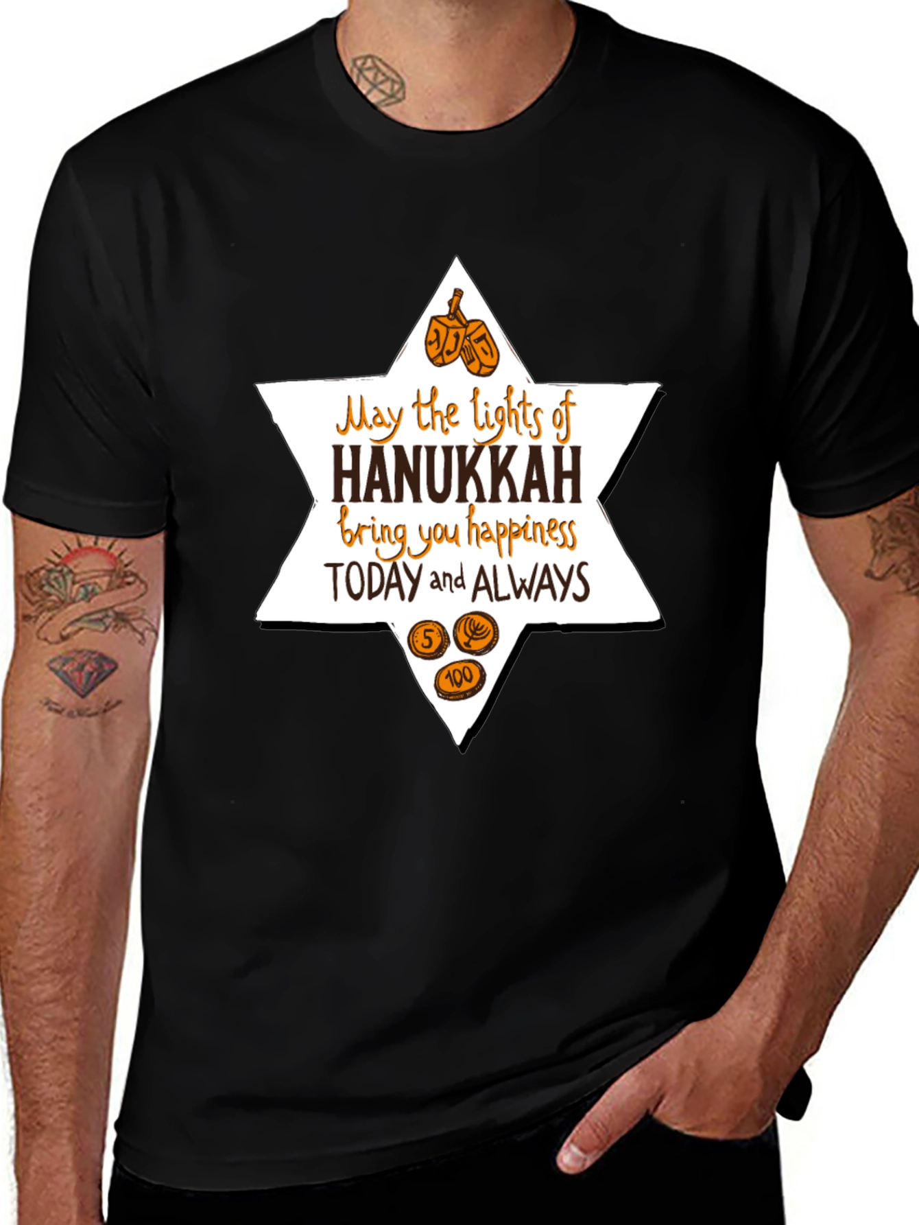 Hanukkah Lights Graphic T-Shirt