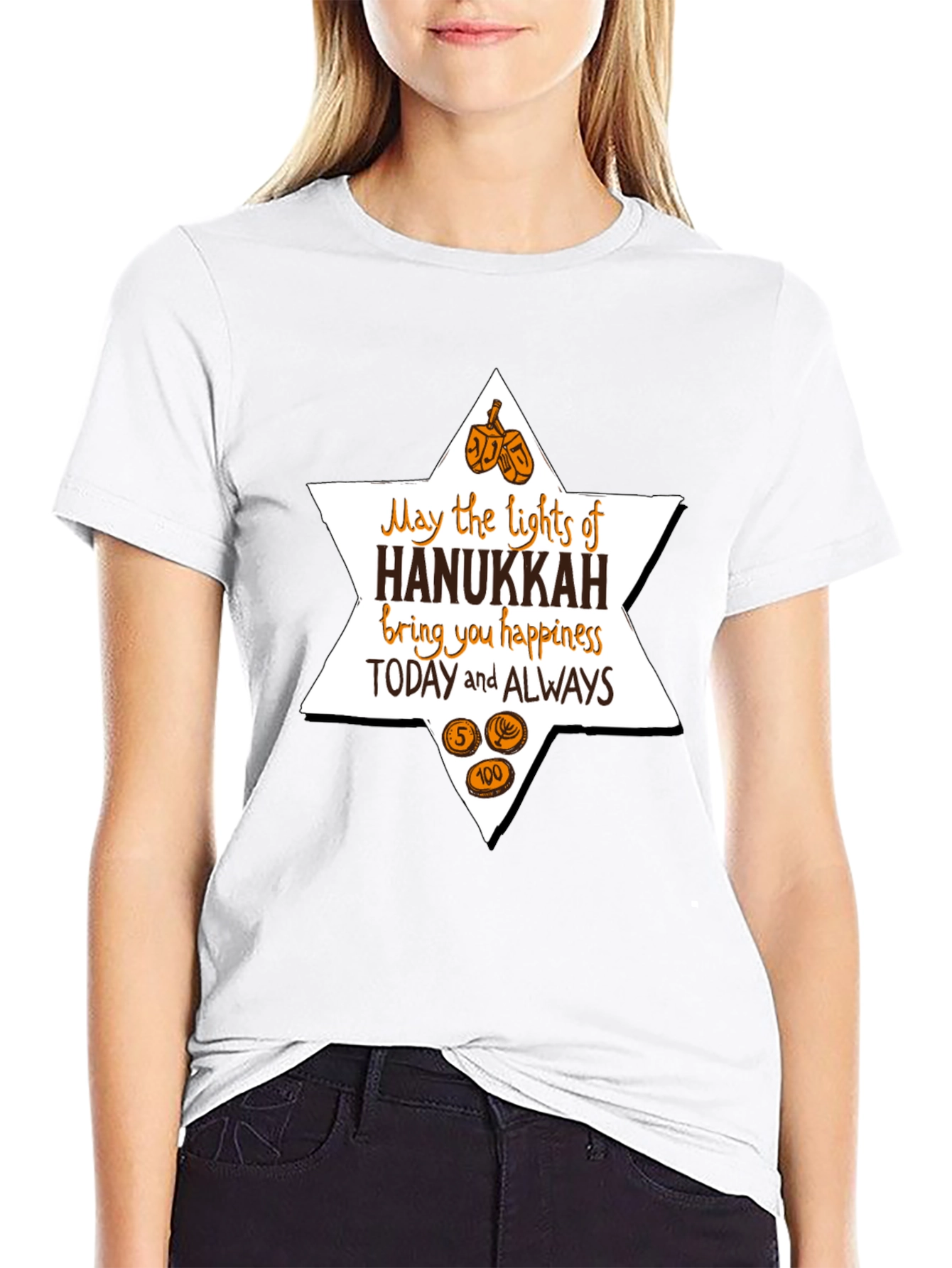Hanukkah Lights Graphic T-Shirt