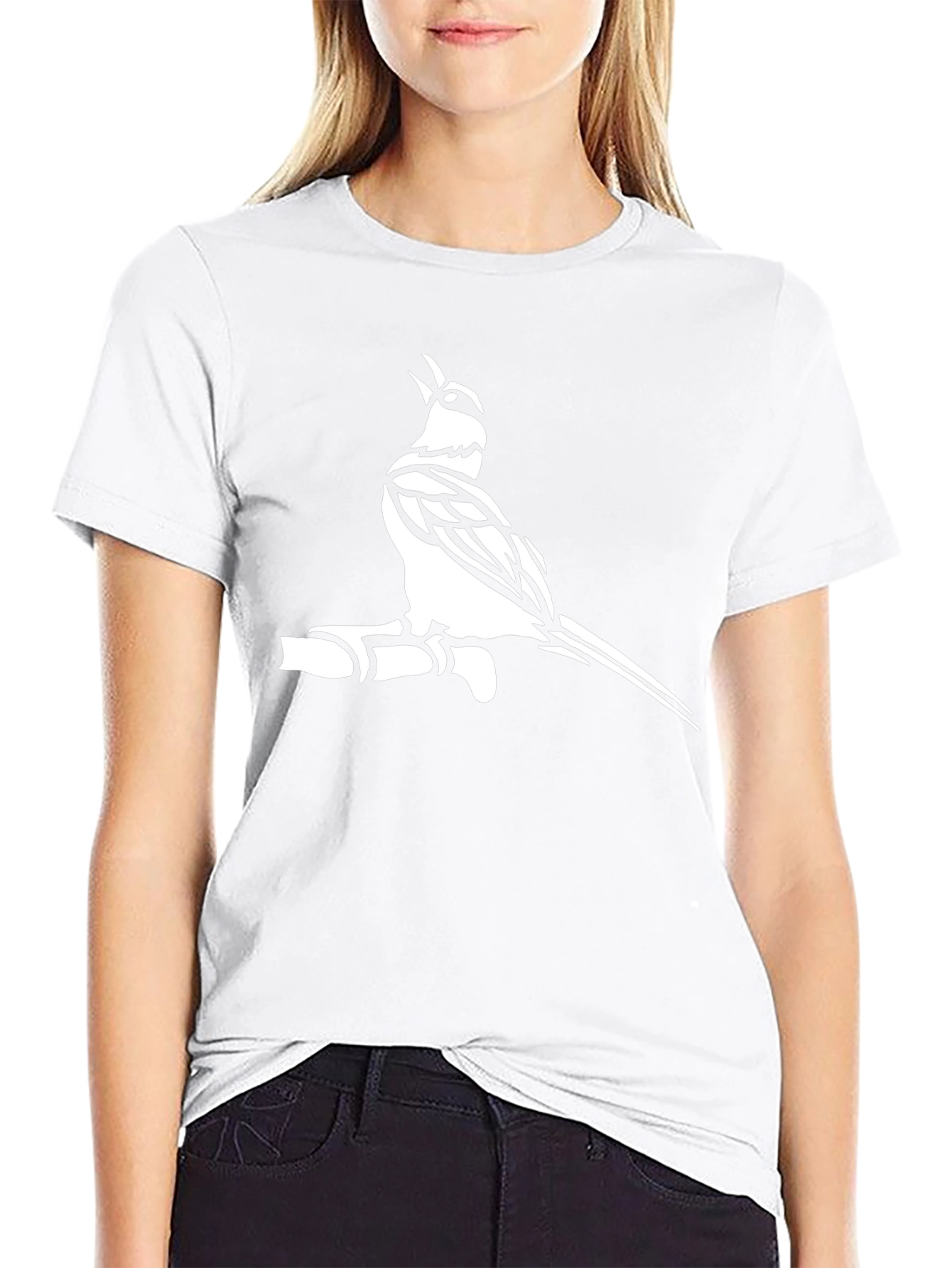 Black T-Shirt with Bird Graphic