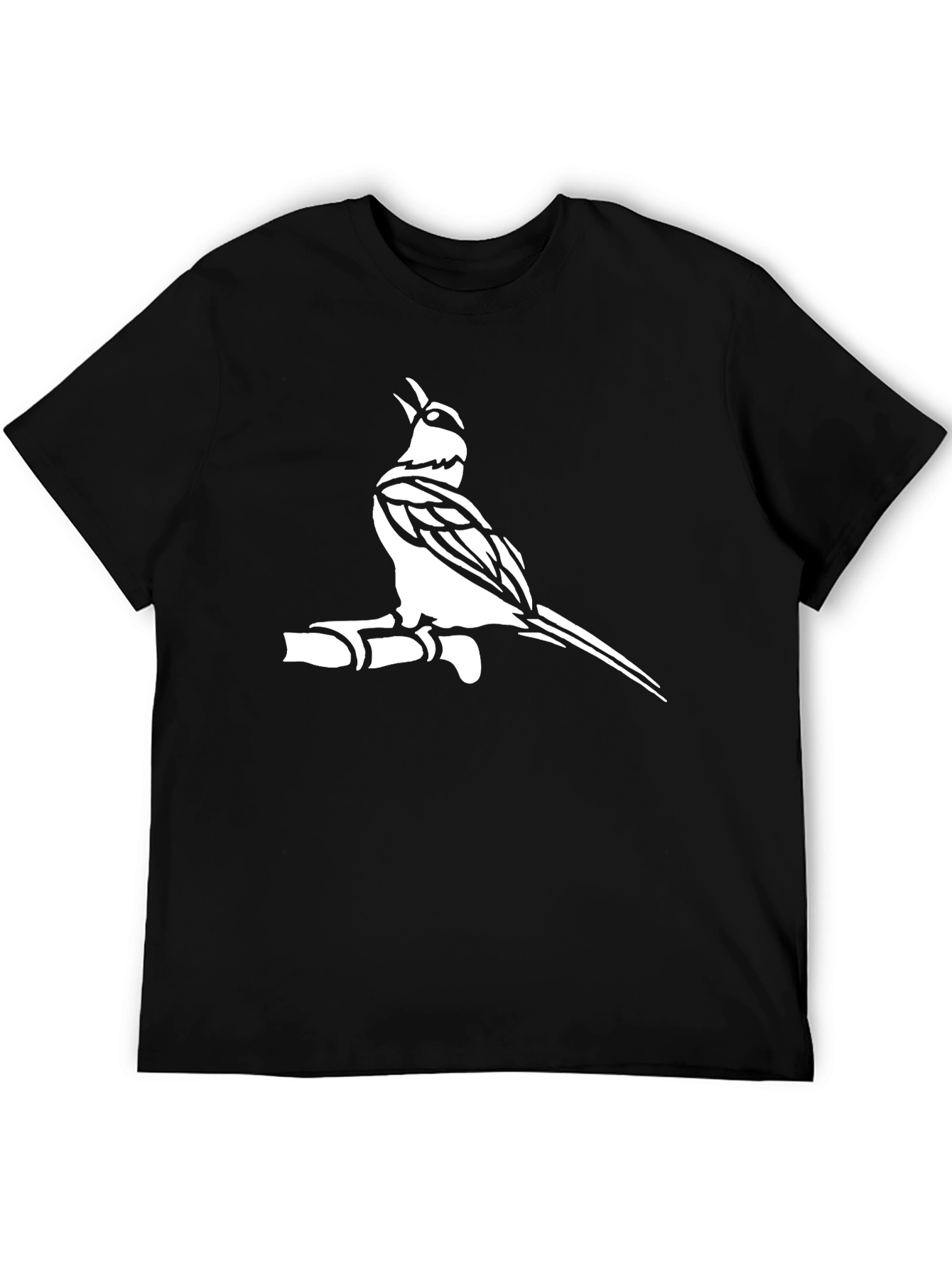 Black T-Shirt with Bird Graphic