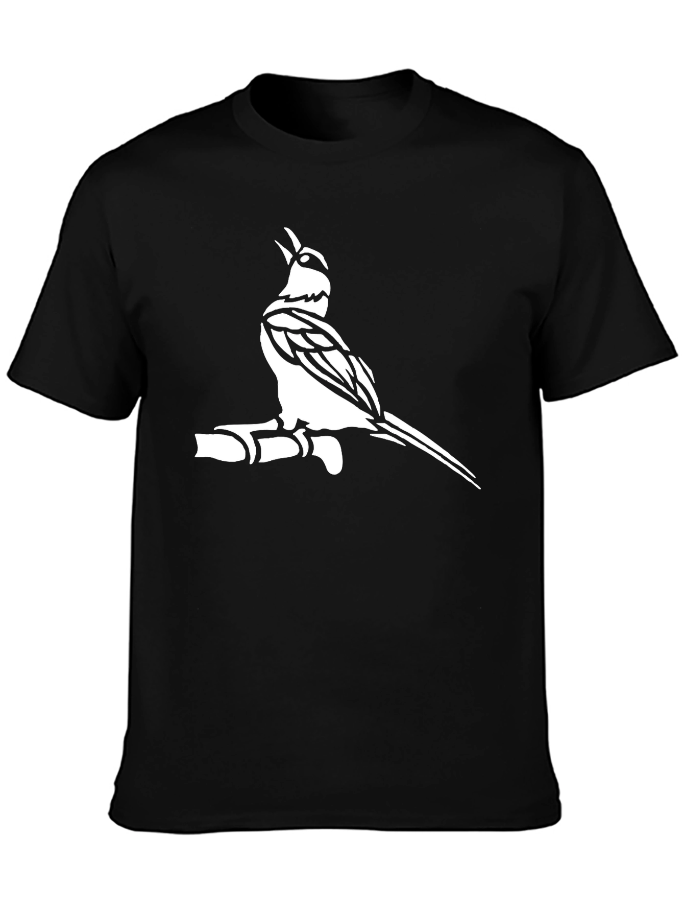 Black T-Shirt with Bird Graphic