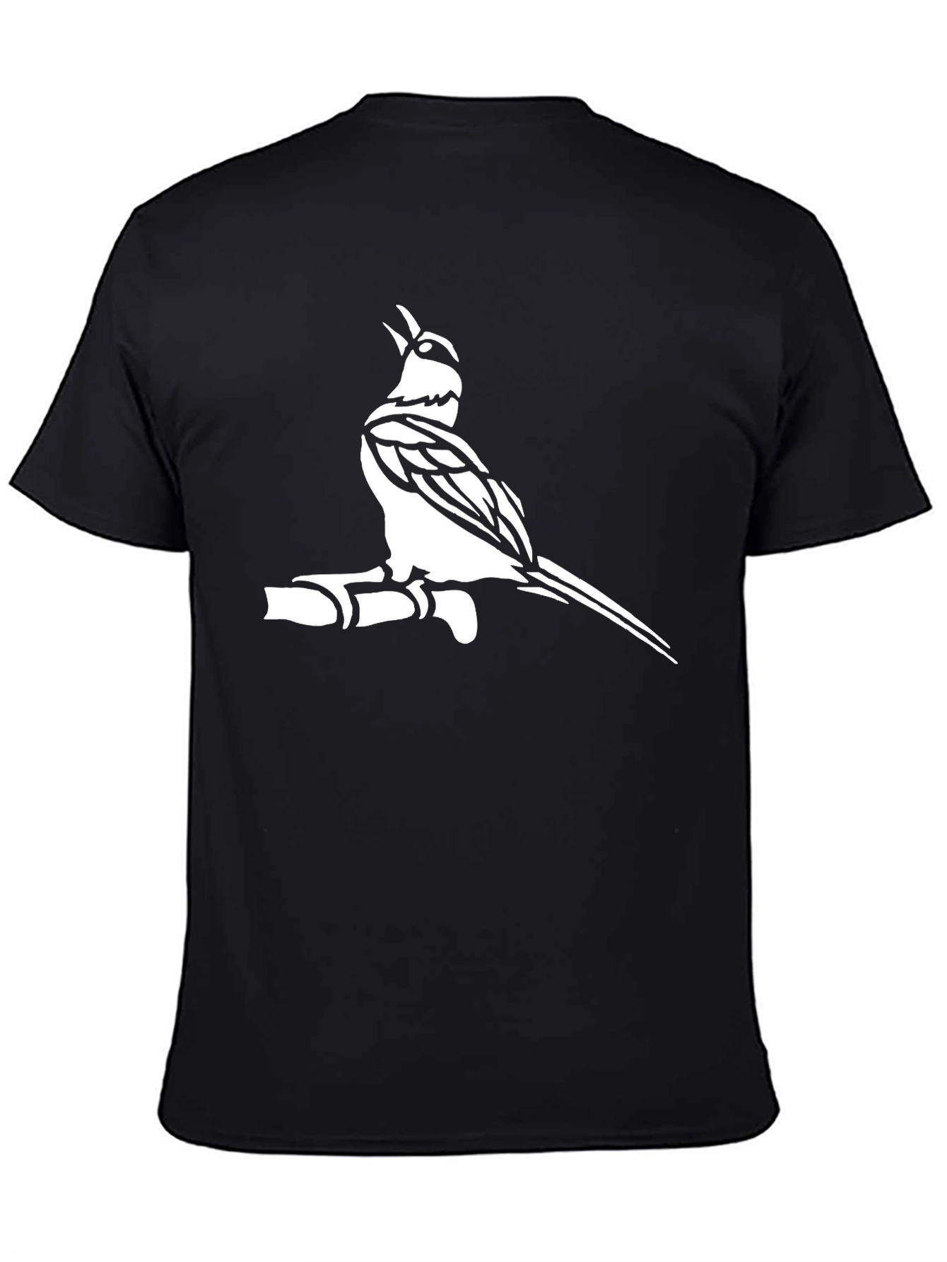 Black T-Shirt with Bird Graphic